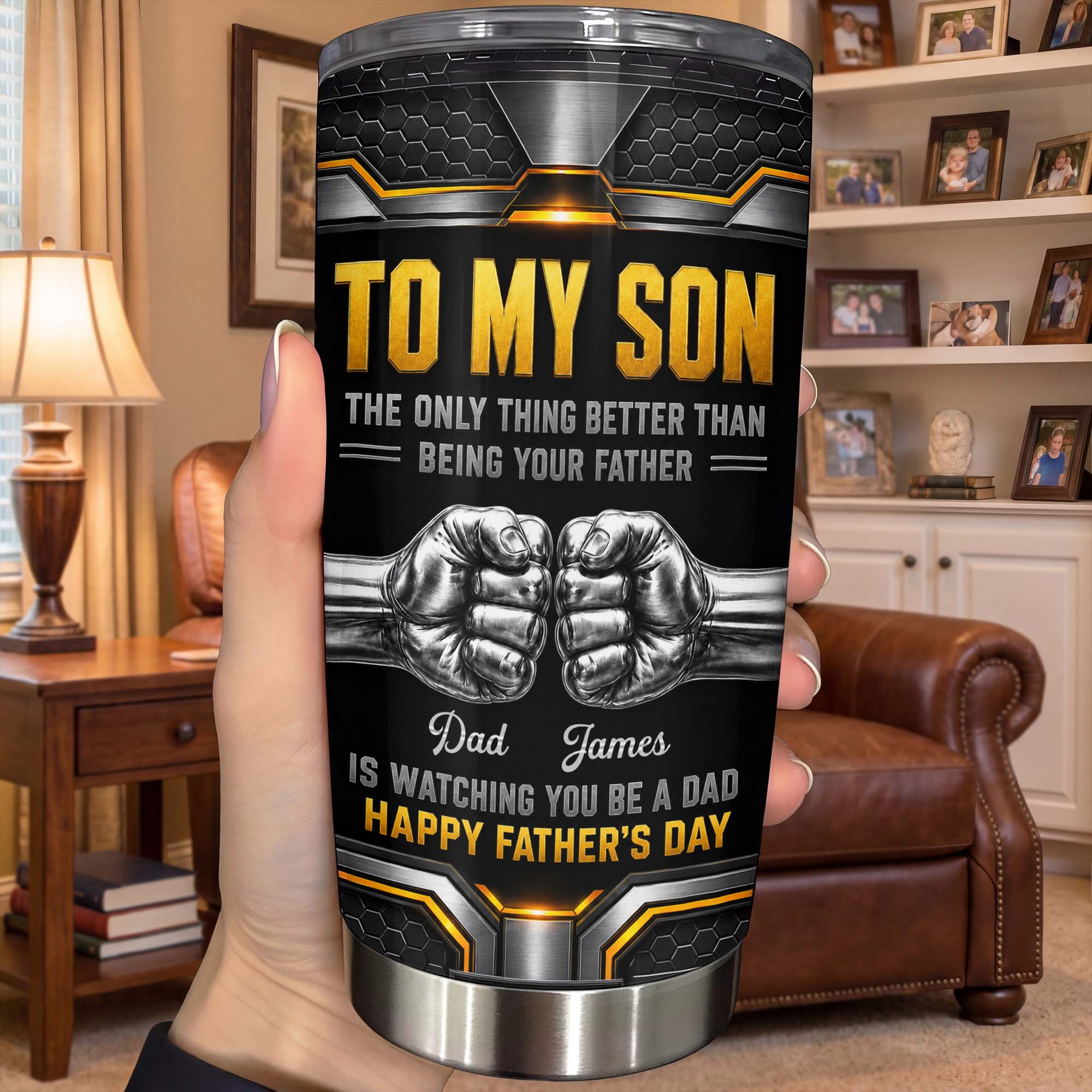 Personalized Stainless Steel Tumbler for Son - Custom 20oz Gift Idea for Father's Day 20oz Tumbler GradoCreations