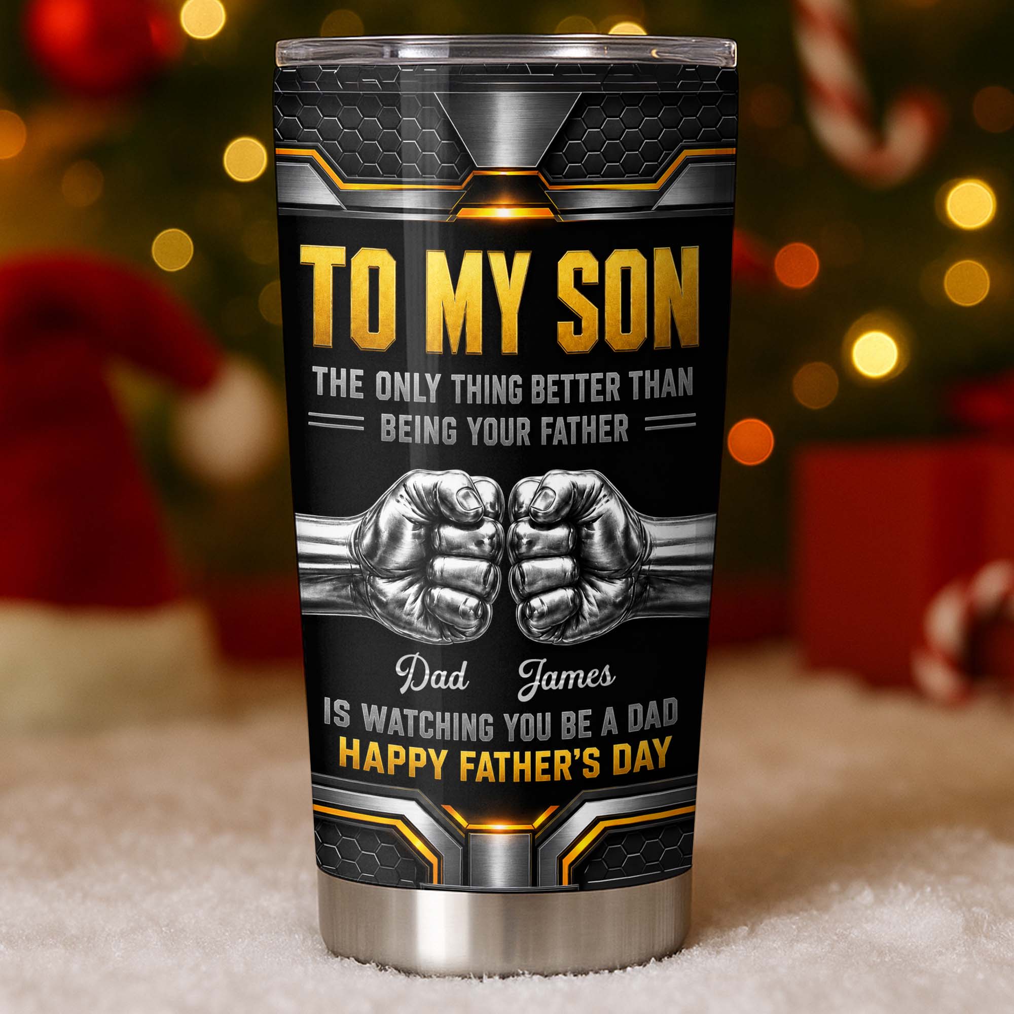 Personalized Stainless Steel Tumbler for Son - Custom 20oz Gift Idea for Father's Day 20oz Tumbler GradoCreations