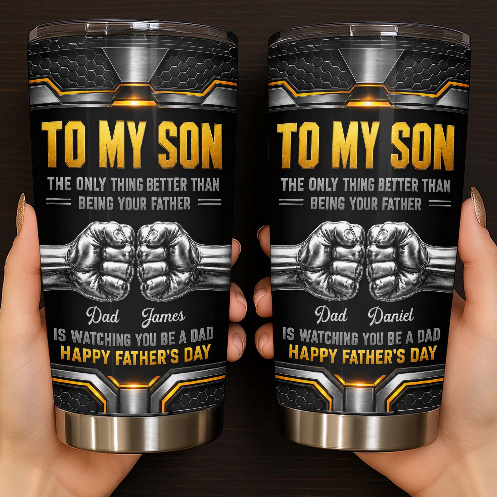 Personalized Stainless Steel Tumbler for Son - Custom 20oz Gift Idea for Father's Day 20oz Tumbler GradoCreations