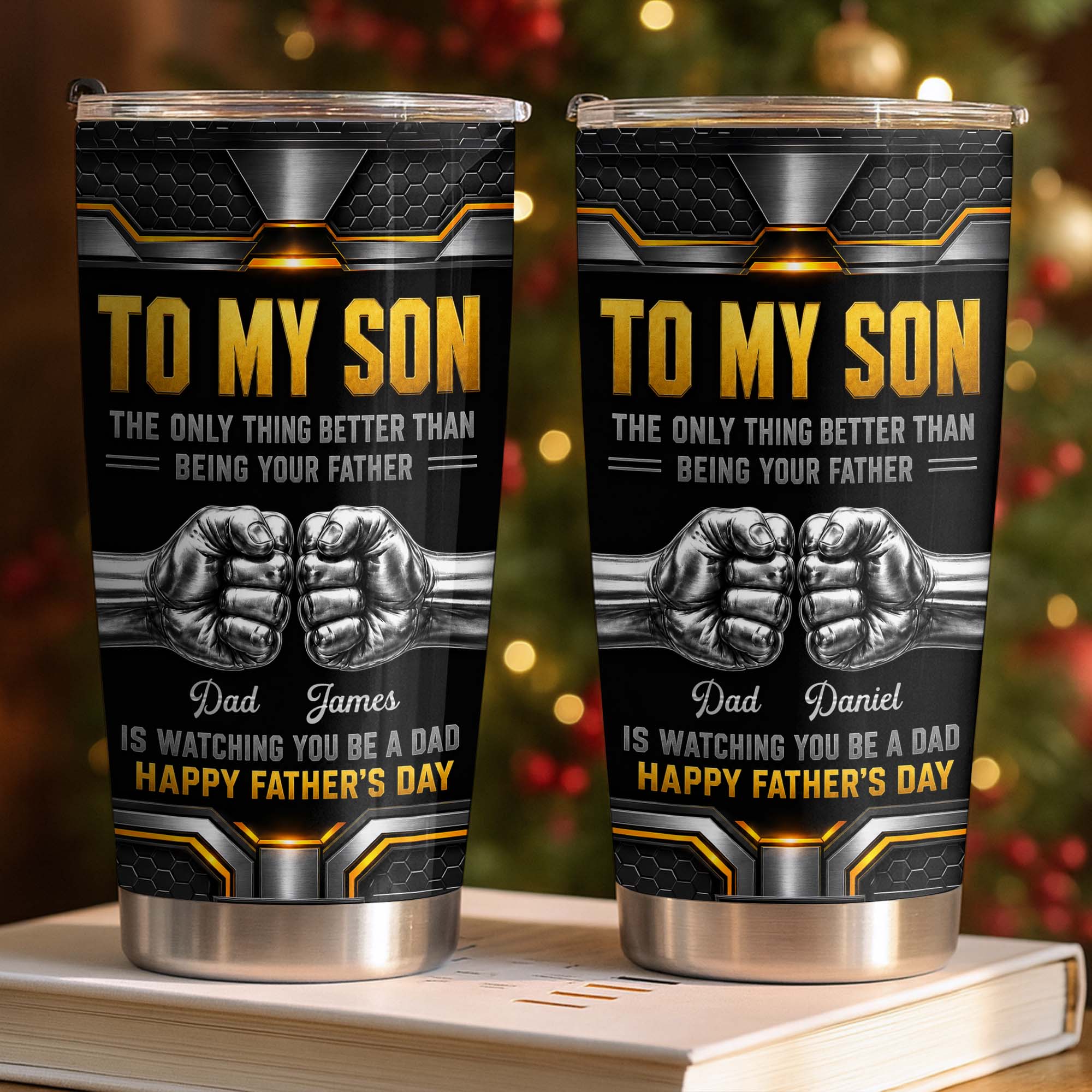 Personalized Stainless Steel Tumbler for Son - Custom 20oz Gift Idea for Father's Day 20oz Tumbler GradoCreations