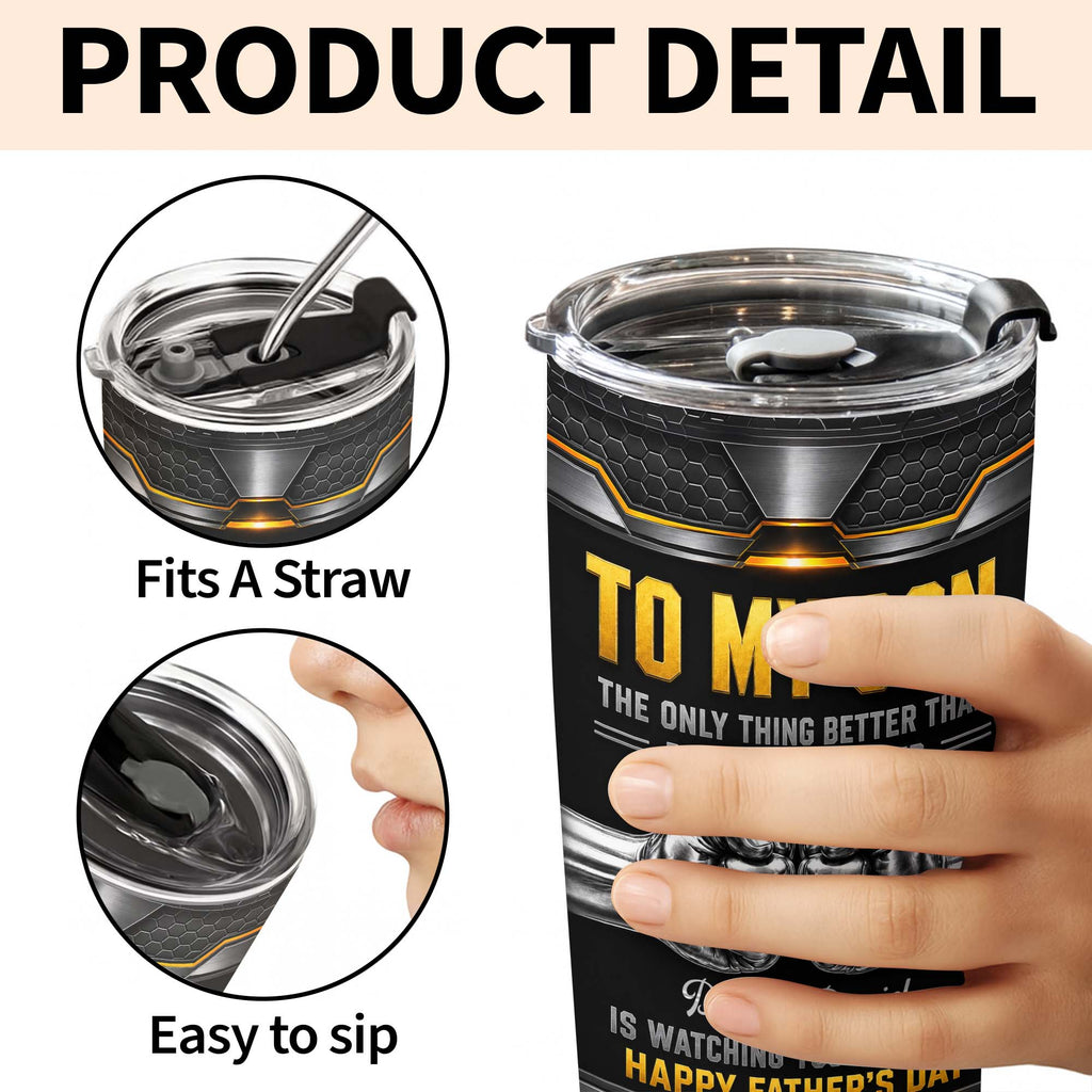 Personalized Stainless Steel Tumbler for Son - Custom 20oz Gift Idea for Father's Day 20oz Tumbler GradoCreations