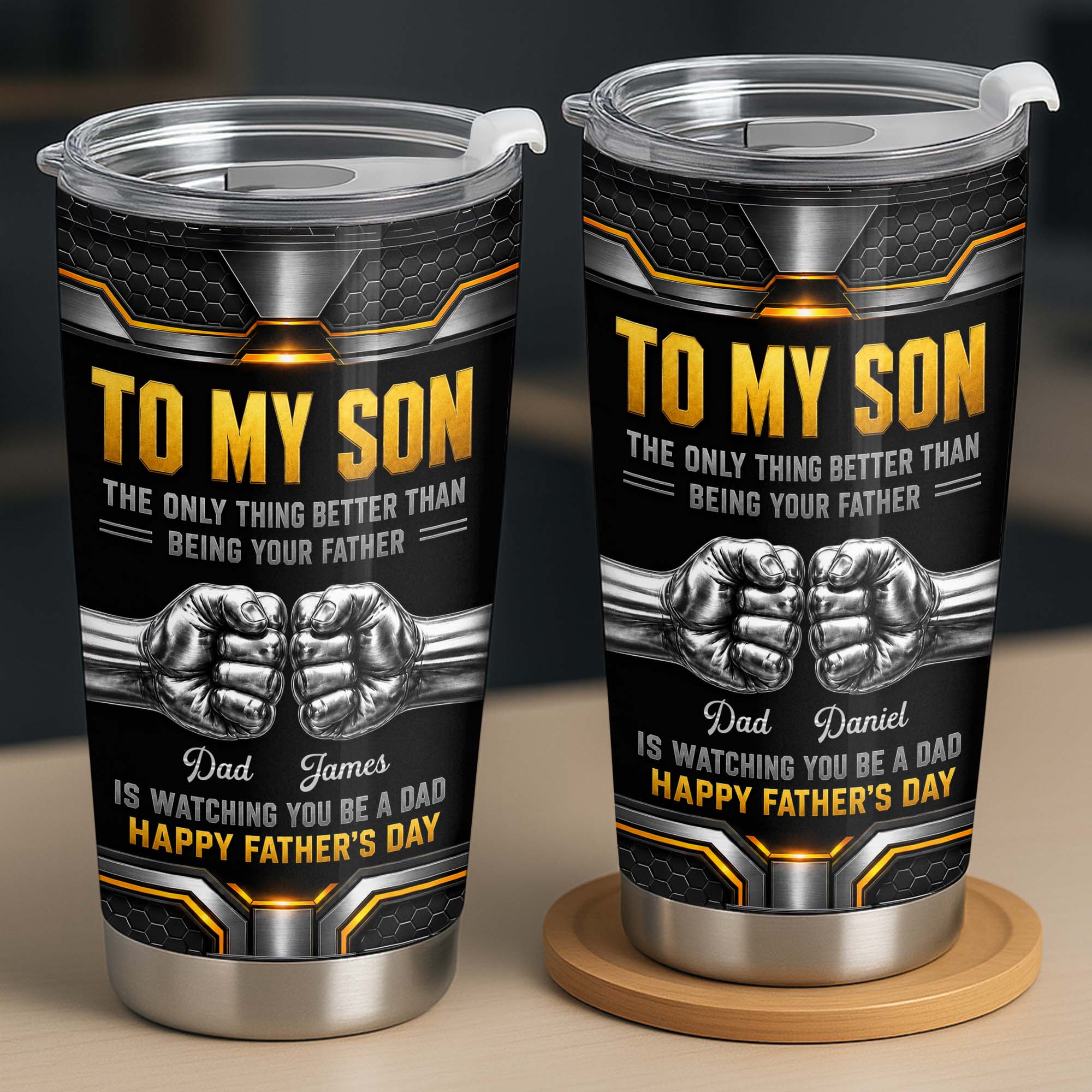 Personalized Stainless Steel Tumbler for Son - Custom 20oz Gift Idea for Father's Day 20oz Tumbler GradoCreations