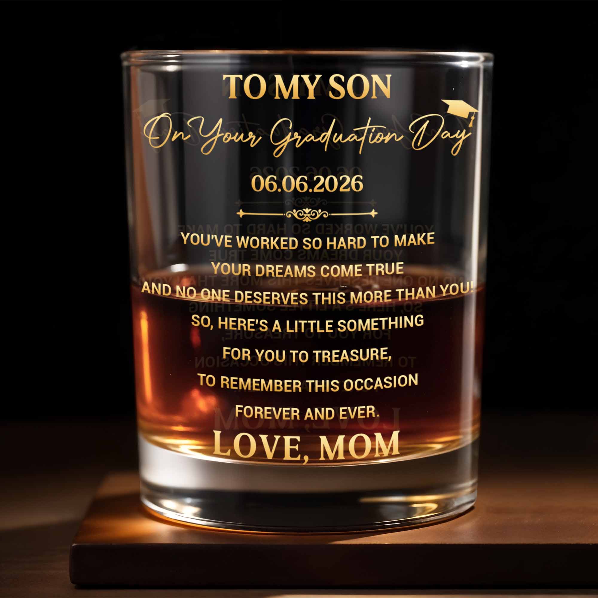 Personalized Whiskey Glass Custom Name Graduation Gift for Son Whiskey Glass GradoCreations