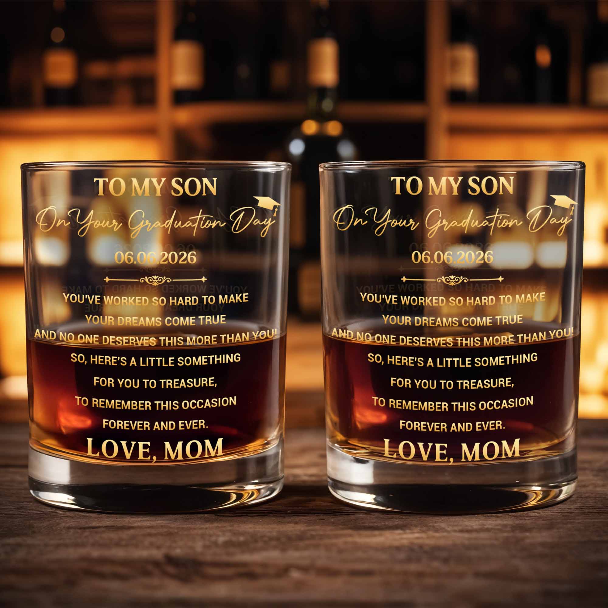 Personalized Whiskey Glass Custom Name Graduation Gift for Son Whiskey Glass GradoCreations