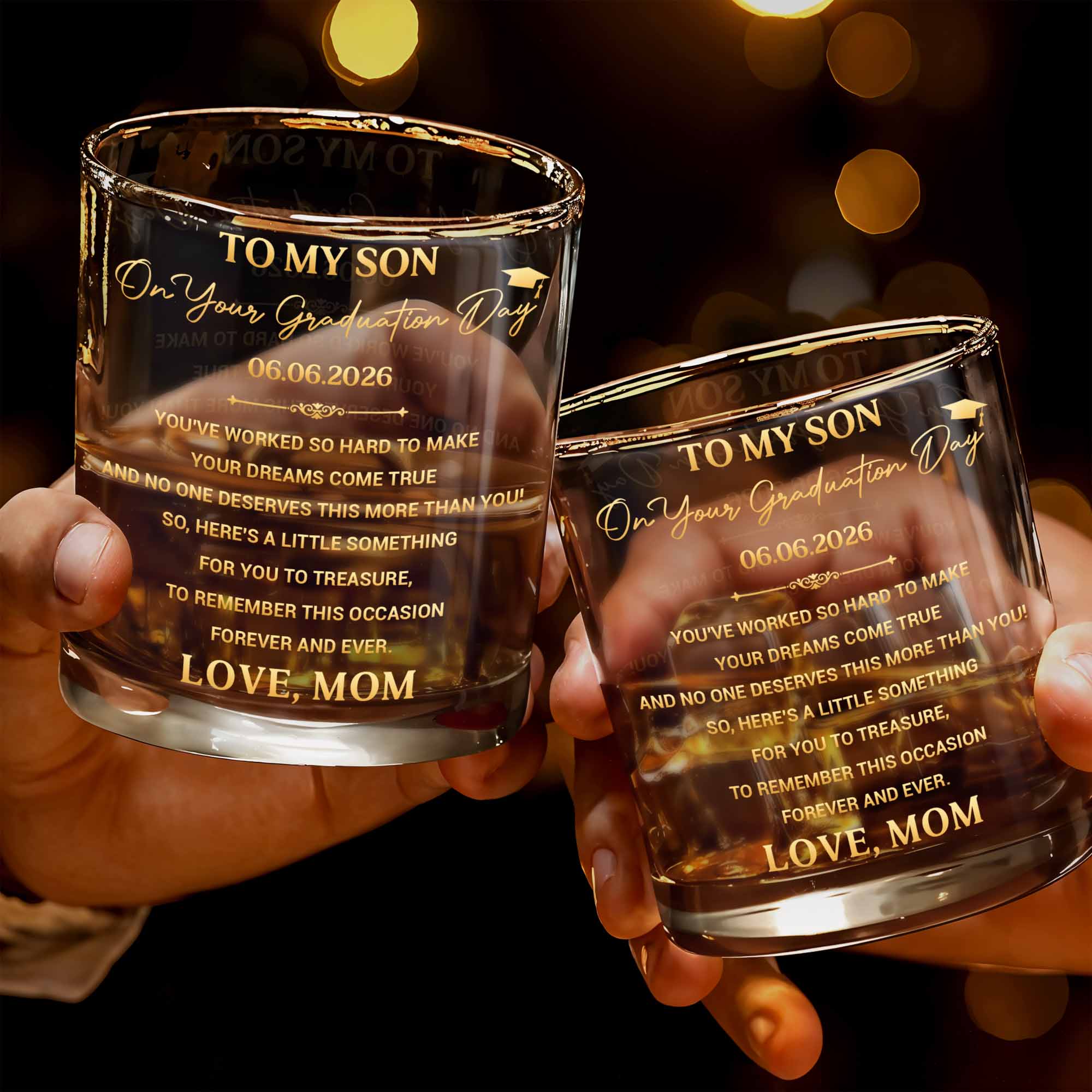 Personalized Whiskey Glass Custom Name Graduation Gift for Son Whiskey Glass GradoCreations