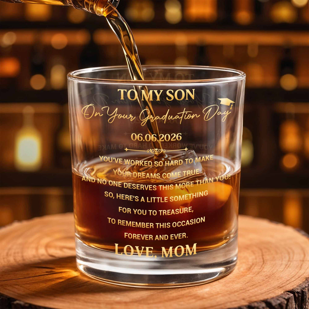 Personalized Whiskey Glass Custom Name Graduation Gift for Son Whiskey Glass GradoCreations