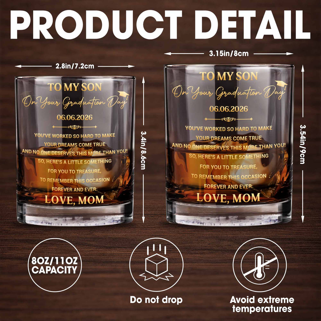 Personalized Whiskey Glass Custom Name Graduation Gift for Son Whiskey Glass GradoCreations