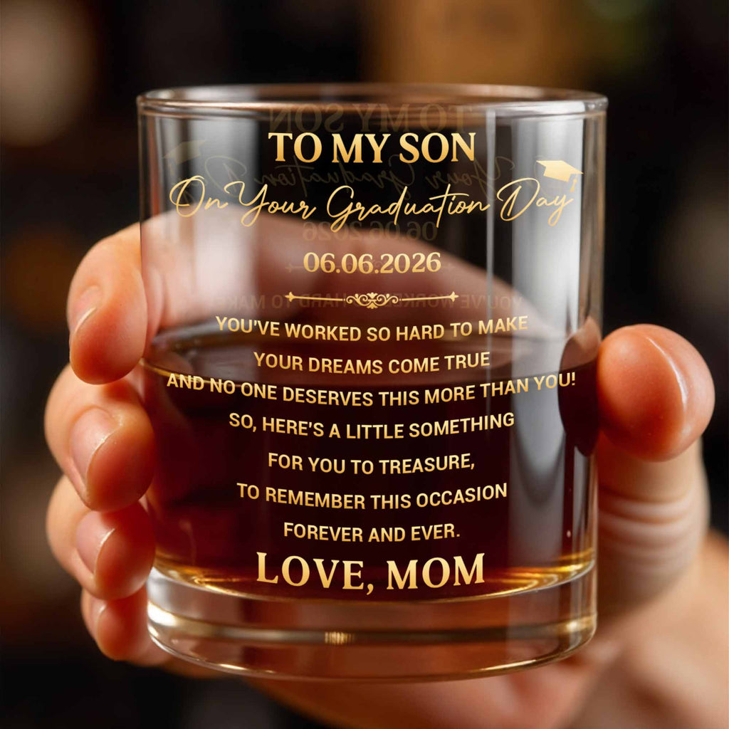 Personalized Whiskey Glass Custom Name Graduation Gift for Son Whiskey Glass GradoCreations
