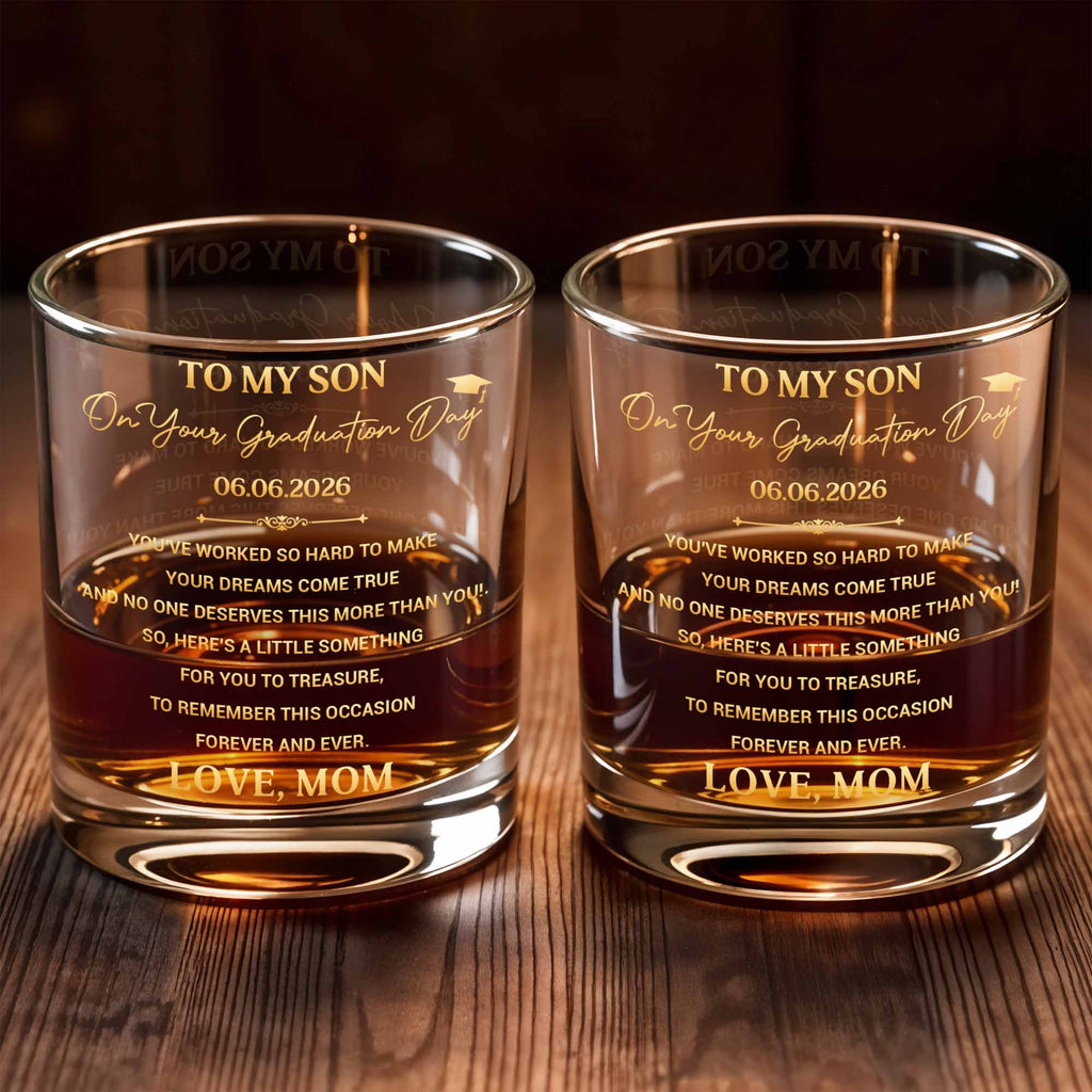 Personalized Whiskey Glass Custom Name Graduation Gift for Son Whiskey Glass GradoCreations