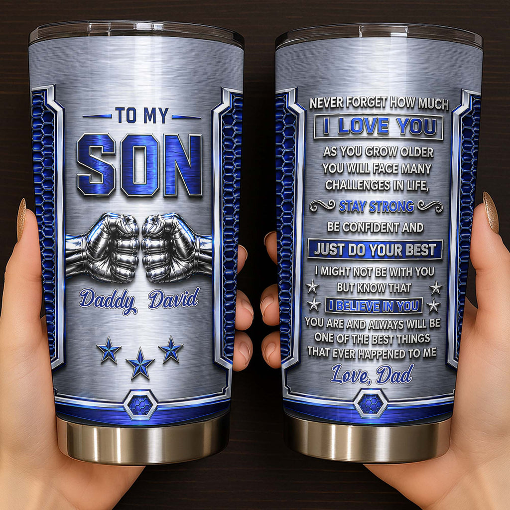 Personalized Stainless Steel Tumbler Custom Gift for Son Tumbler GradoCreations