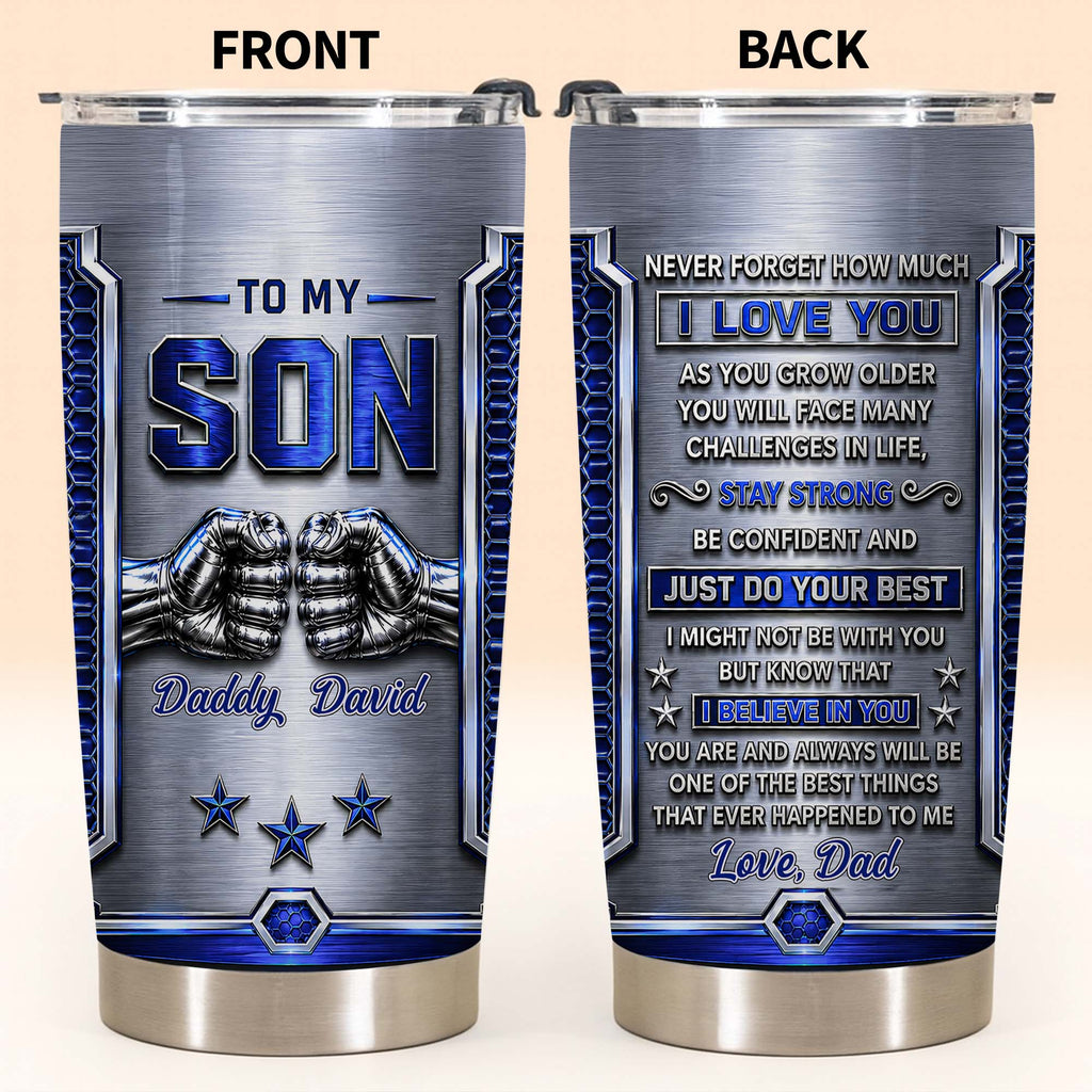 Personalized Stainless Steel Tumbler Custom Gift for Son Tumbler GradoCreations