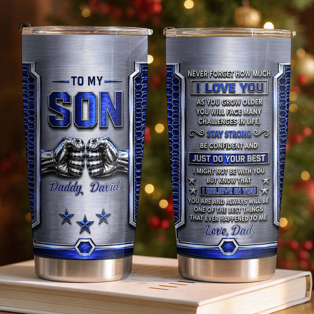 Personalized Stainless Steel Tumbler Custom Gift for Son Tumbler GradoCreations