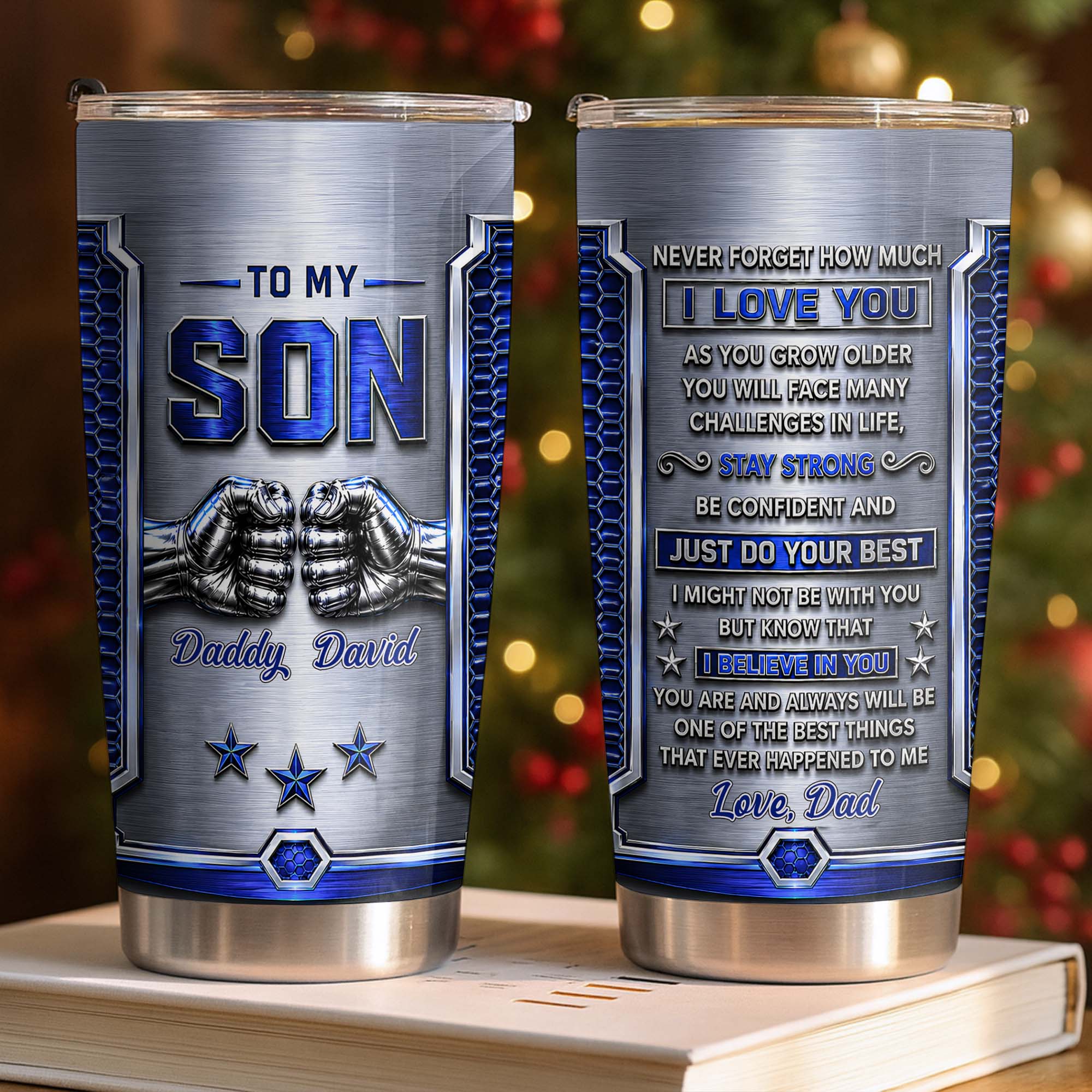 Personalized Stainless Steel Tumbler Custom Gift for Son Tumbler GradoCreations