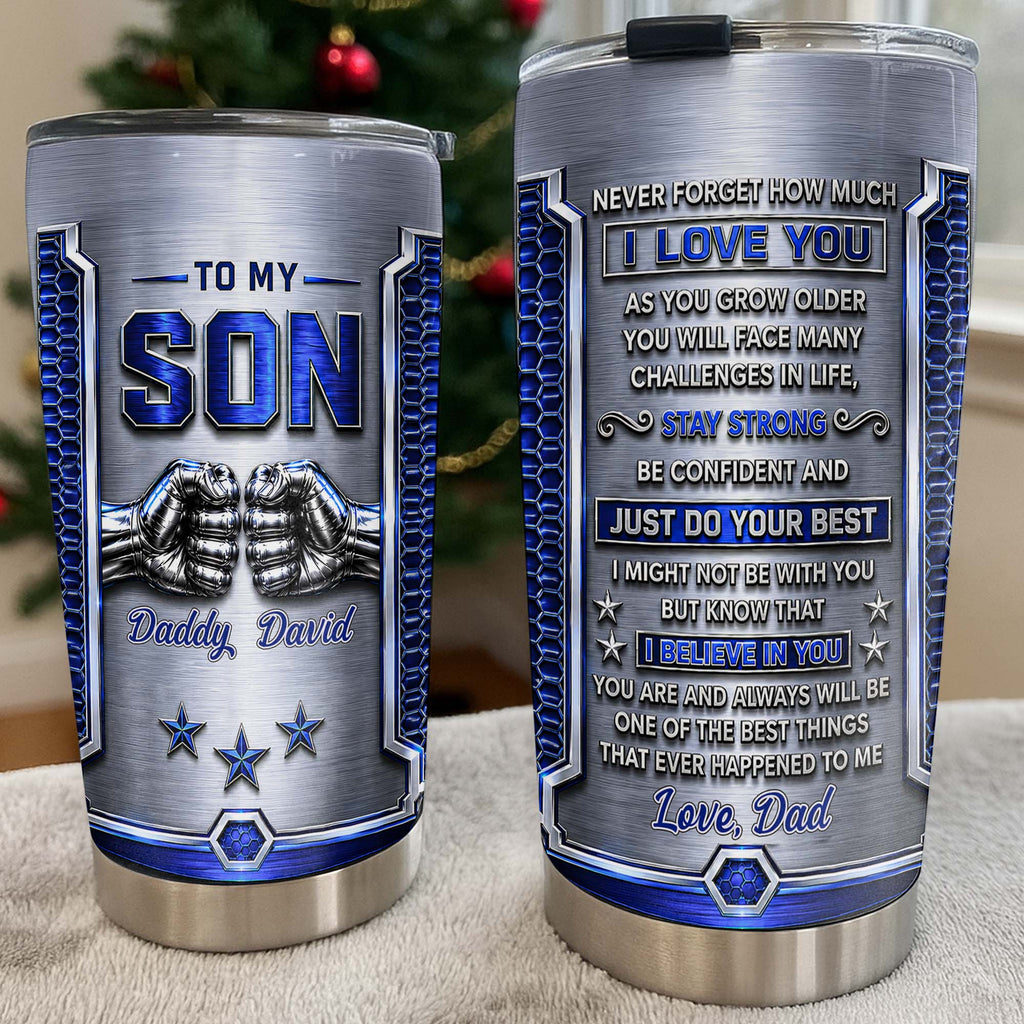 Personalized Stainless Steel Tumbler Custom Gift for Son Tumbler GradoCreations