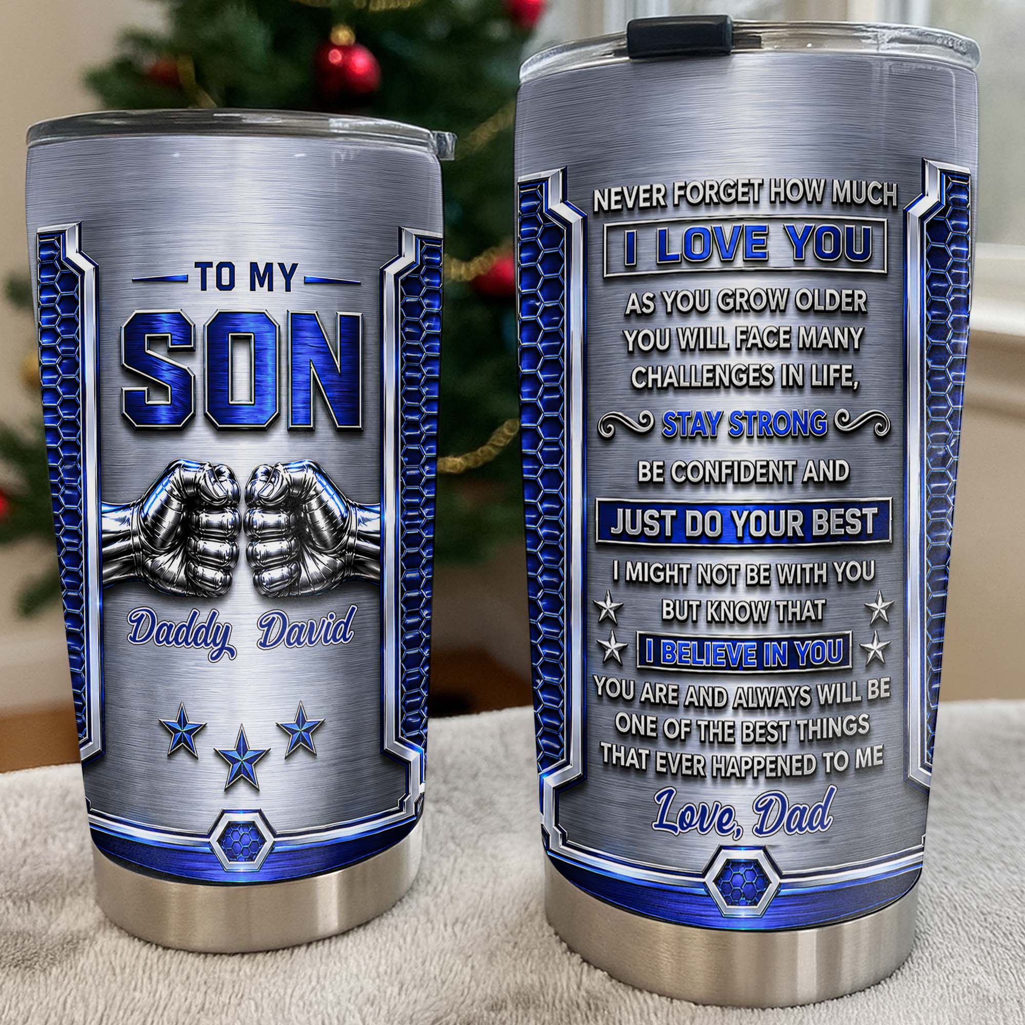 Personalized Stainless Steel Tumbler Custom Gift for Son Tumbler GradoCreations