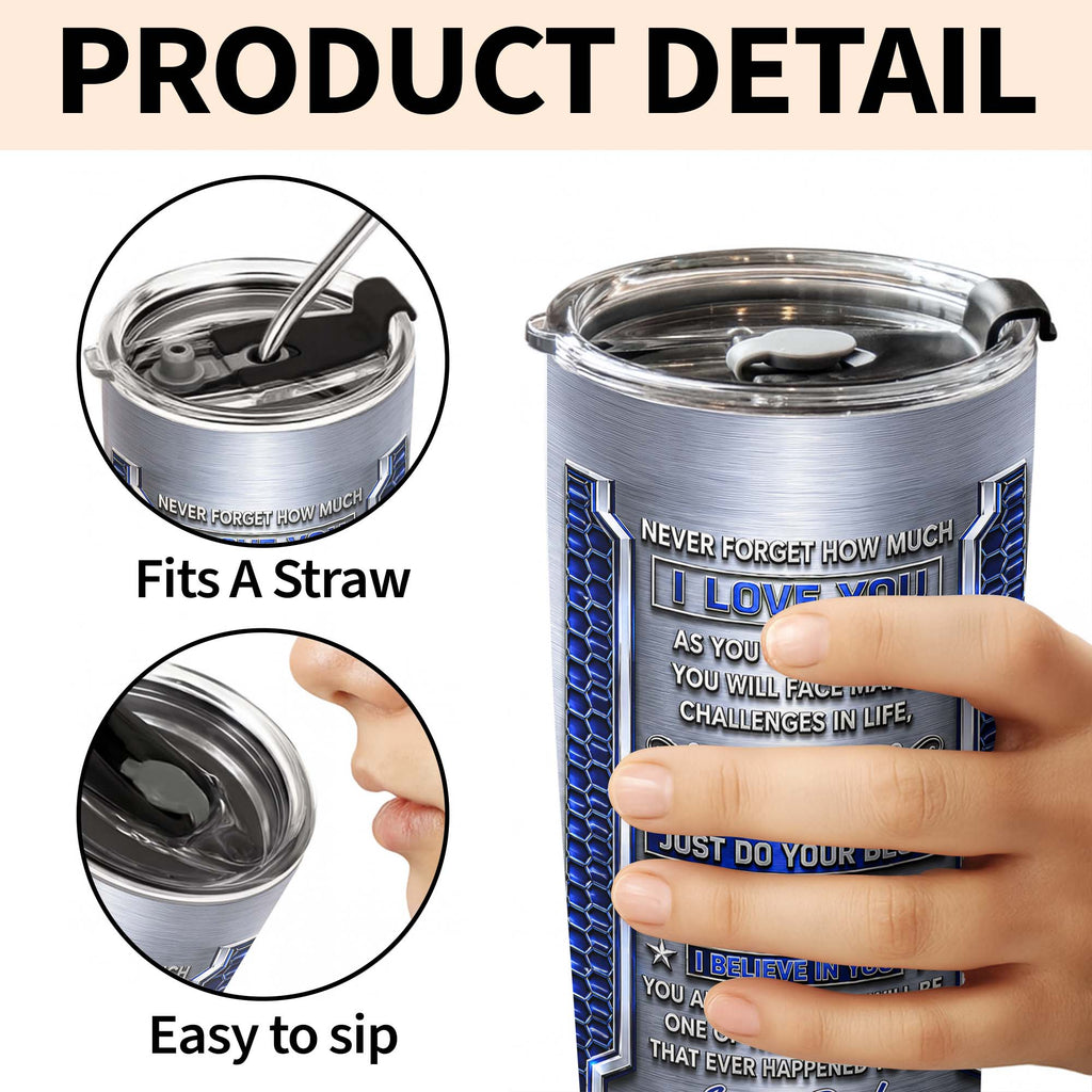 Personalized Stainless Steel Tumbler Custom Gift for Son Tumbler GradoCreations