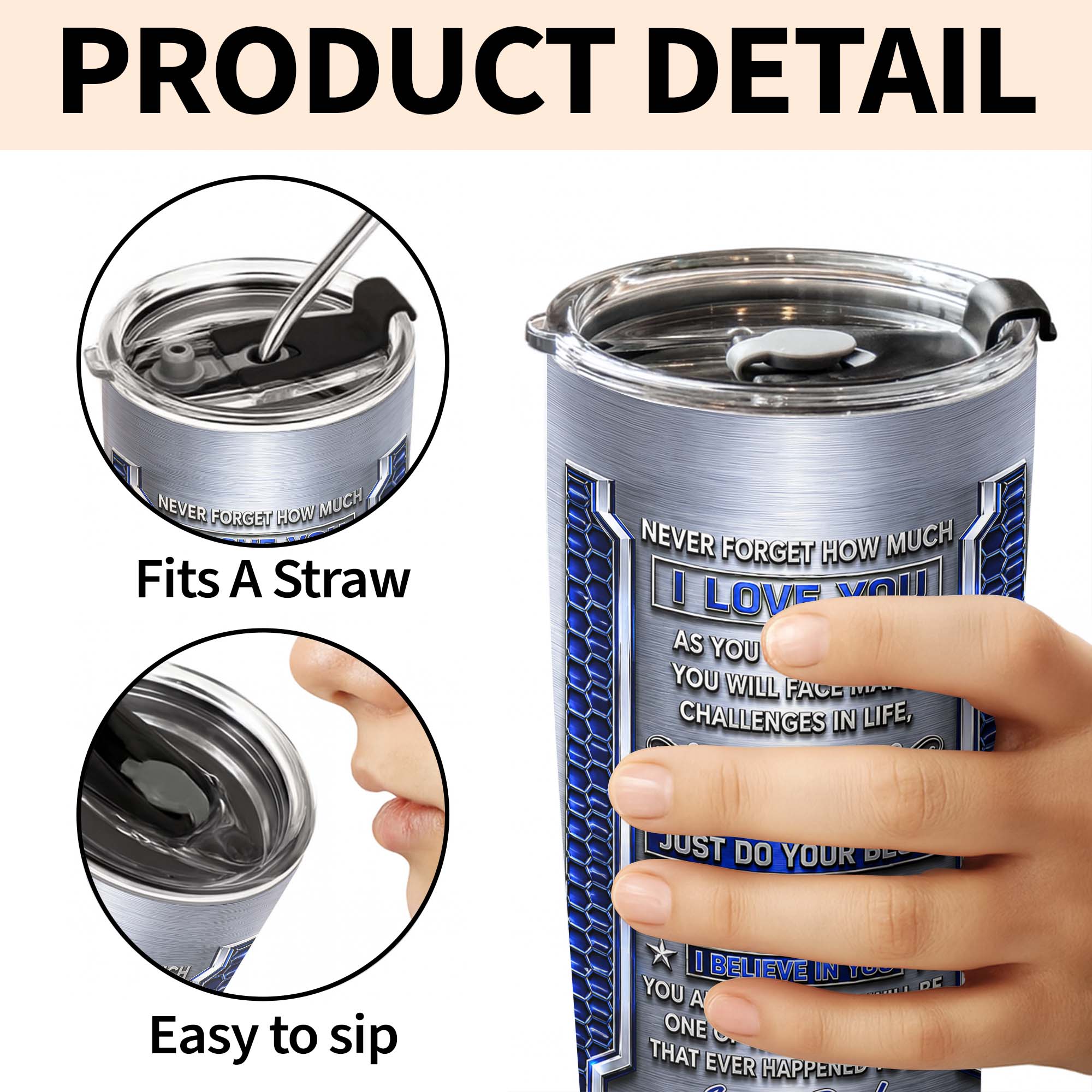 Personalized Stainless Steel Tumbler Custom Gift for Son Tumbler GradoCreations