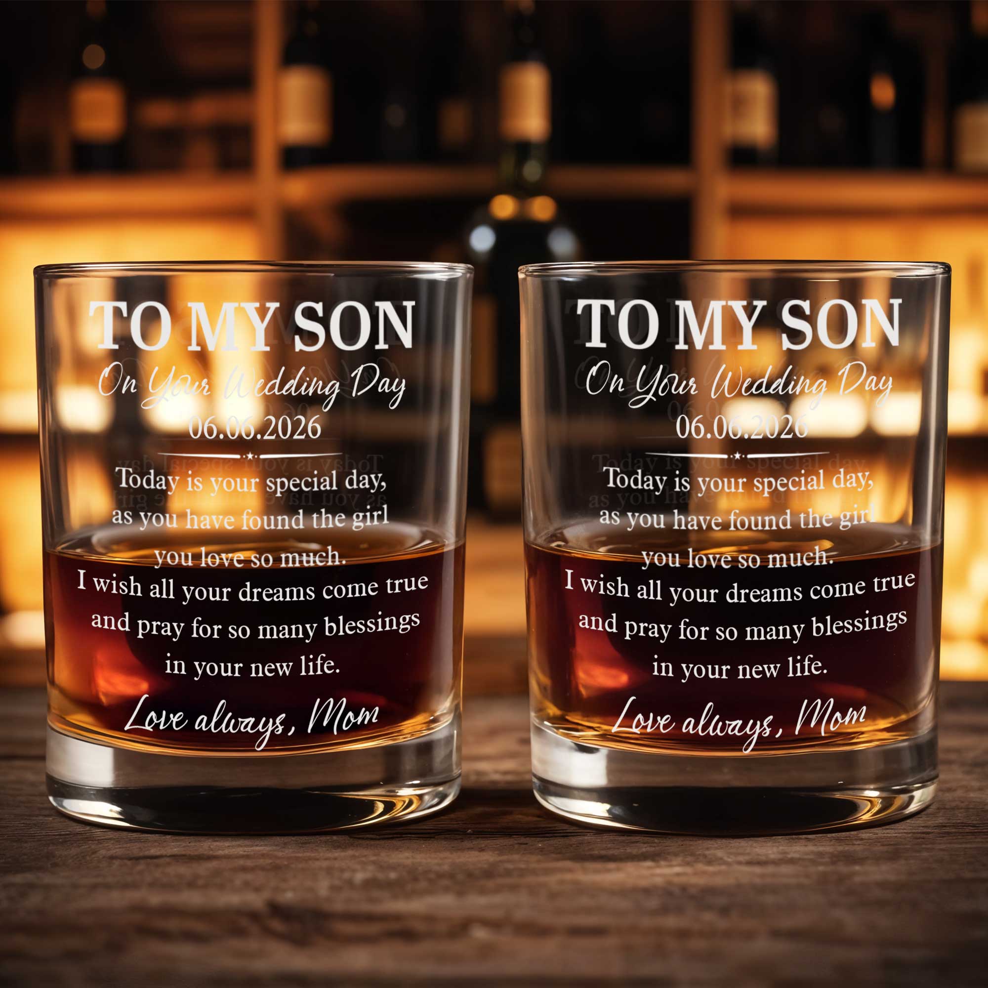 Personalized Custom Whiskey Glass for Son Wedding Day Gift Whiskey Glass GradoCreations