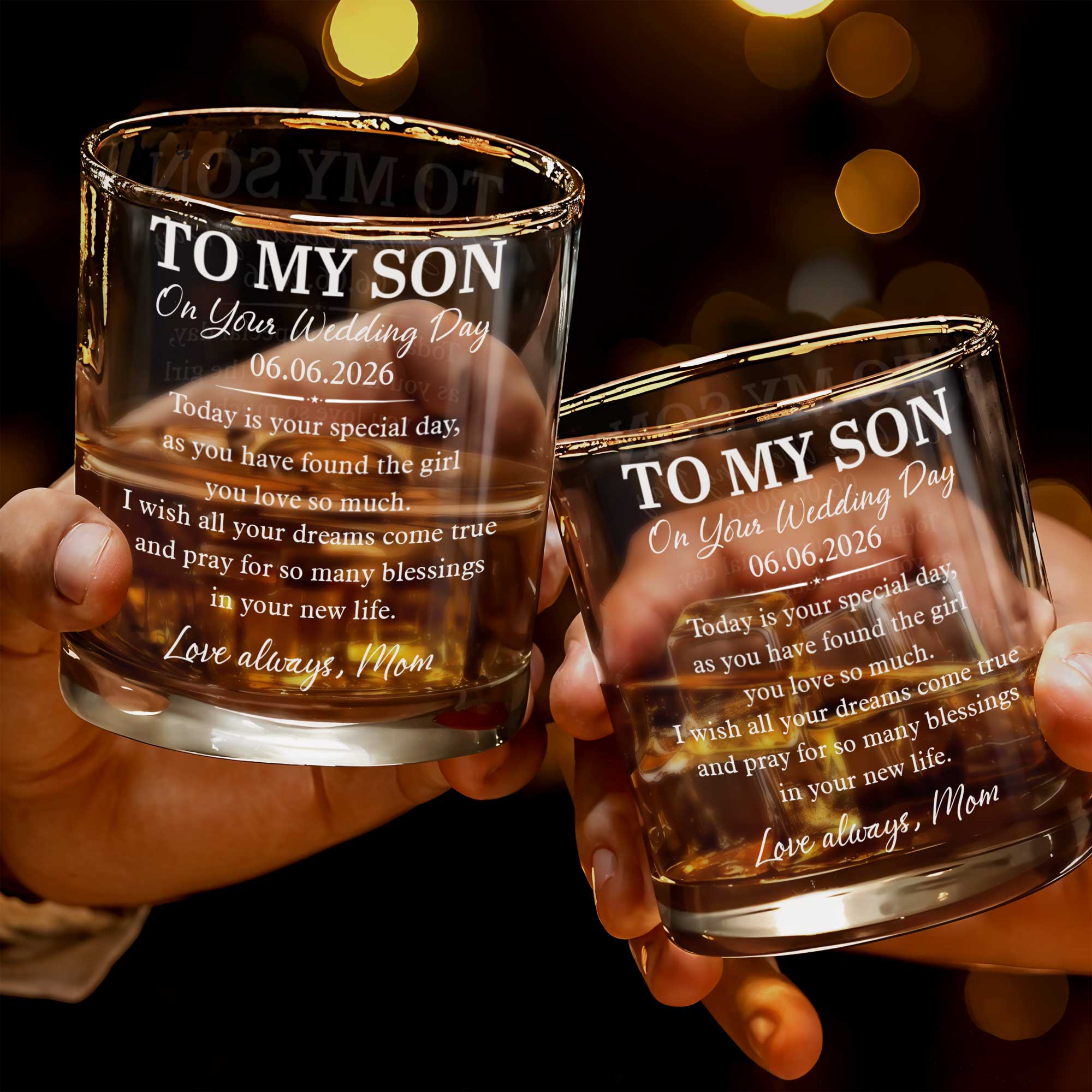 Personalized Custom Whiskey Glass for Son Wedding Day Gift Whiskey Glass GradoCreations
