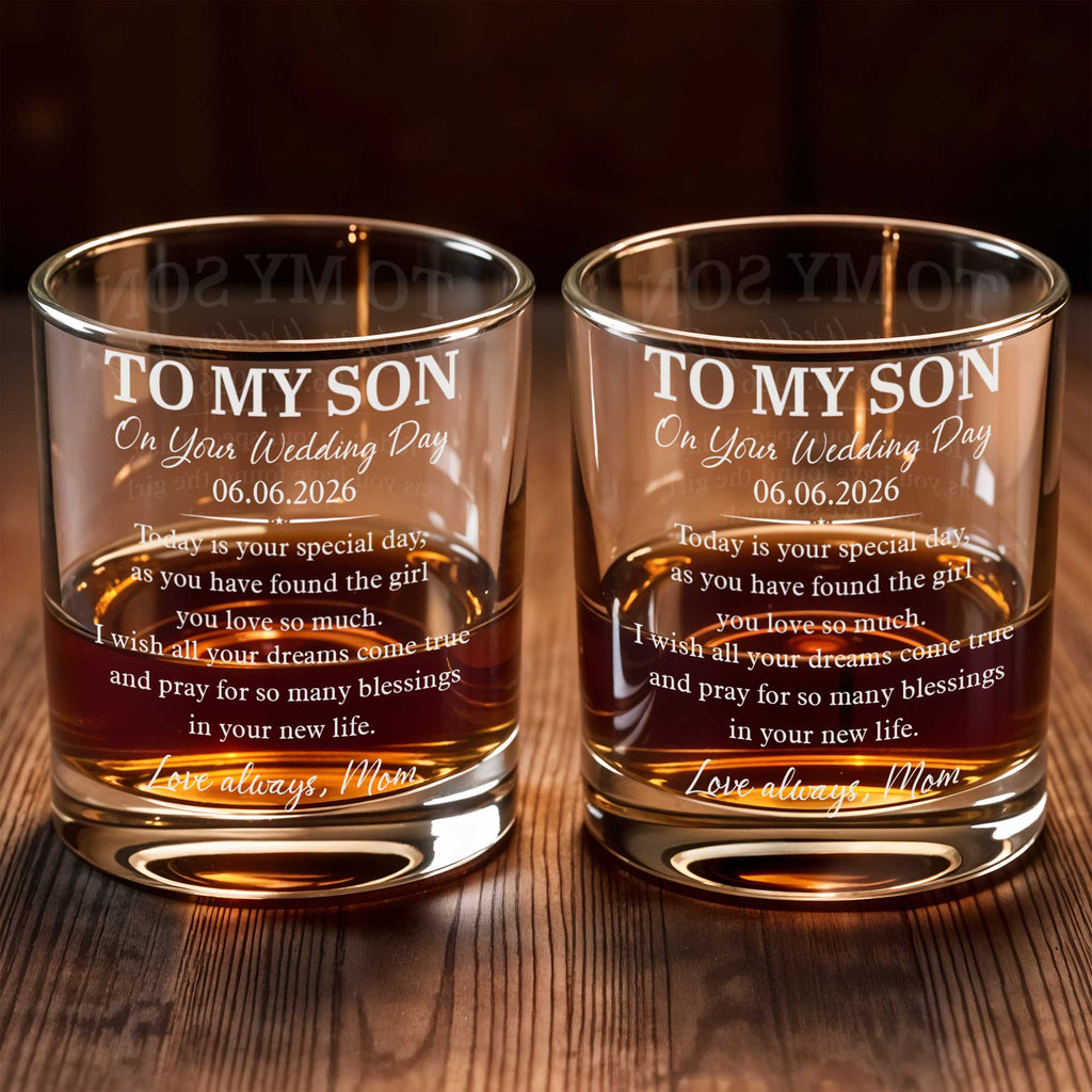 Personalized Custom Whiskey Glass for Son Wedding Day Gift Whiskey Glass GradoCreations