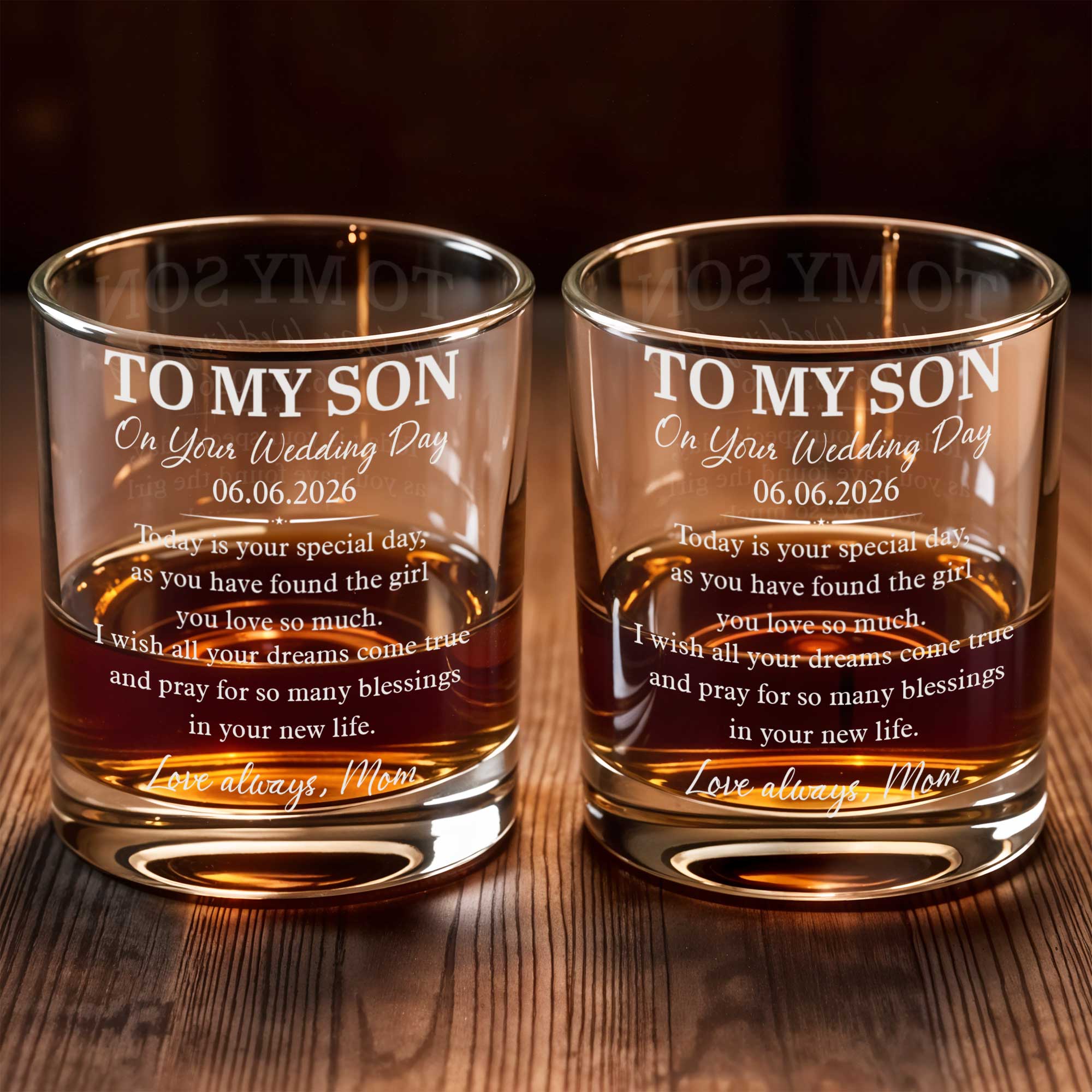 Personalized Custom Whiskey Glass for Son Wedding Day Gift Whiskey Glass GradoCreations