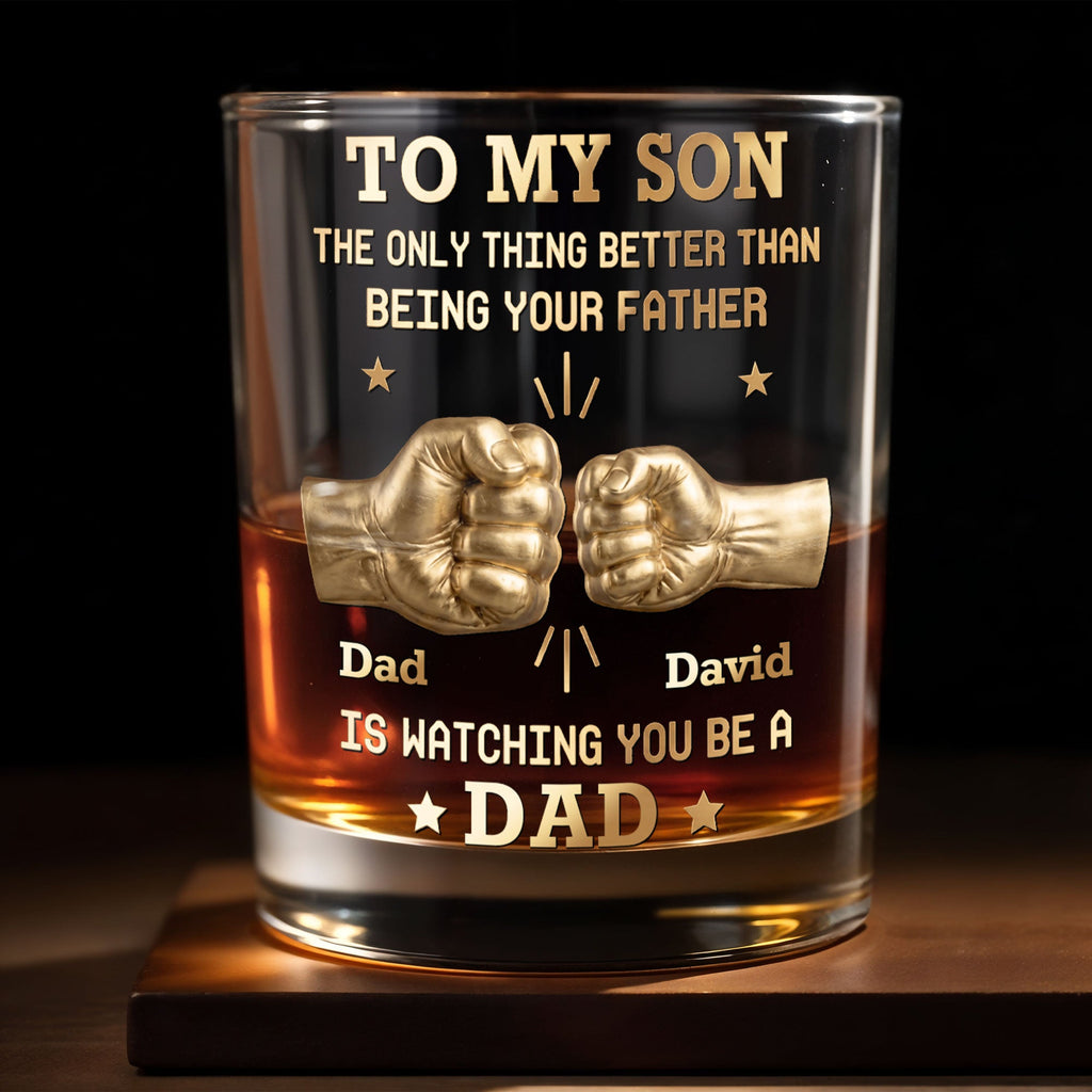 Personalized Custom Whiskey Glass Fist Bump Gift for Son Whiskey Glass GradoCreations