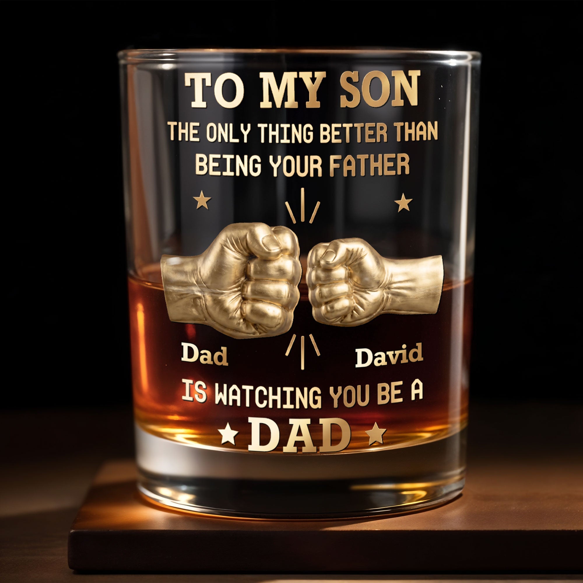 Personalized Custom Whiskey Glass Fist Bump Gift for Son Whiskey Glass GradoCreations