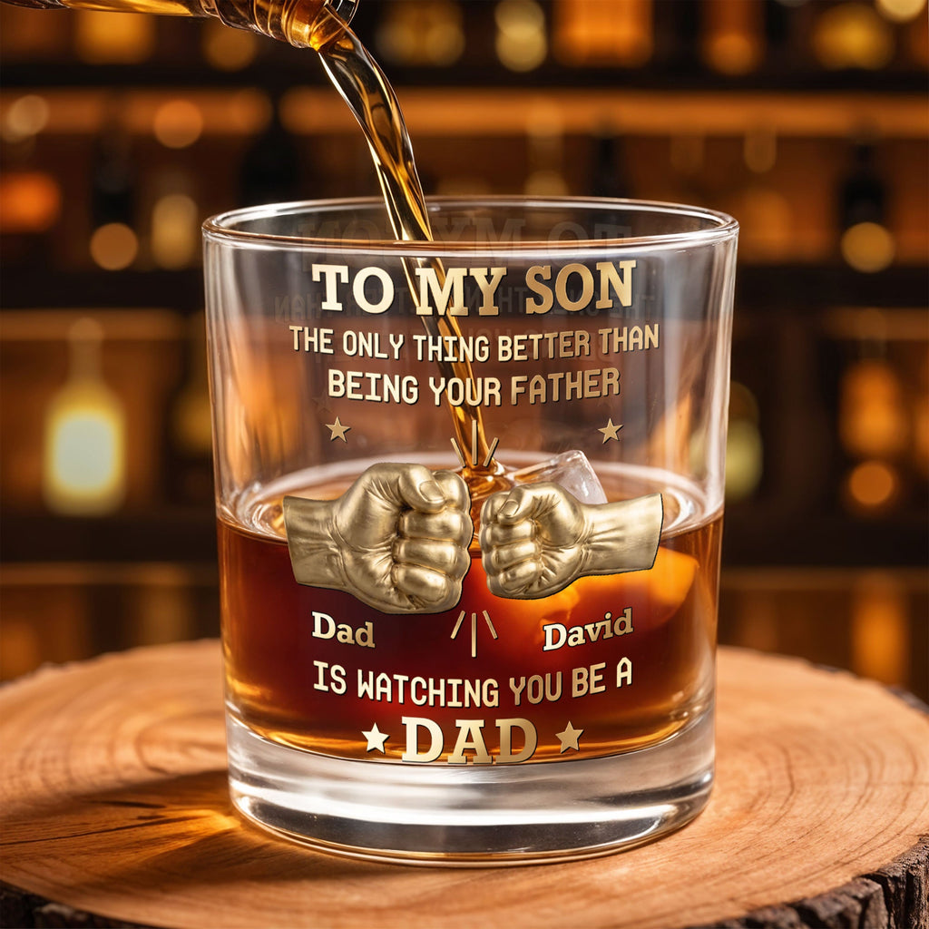 Personalized Custom Whiskey Glass Fist Bump Gift for Son Whiskey Glass GradoCreations