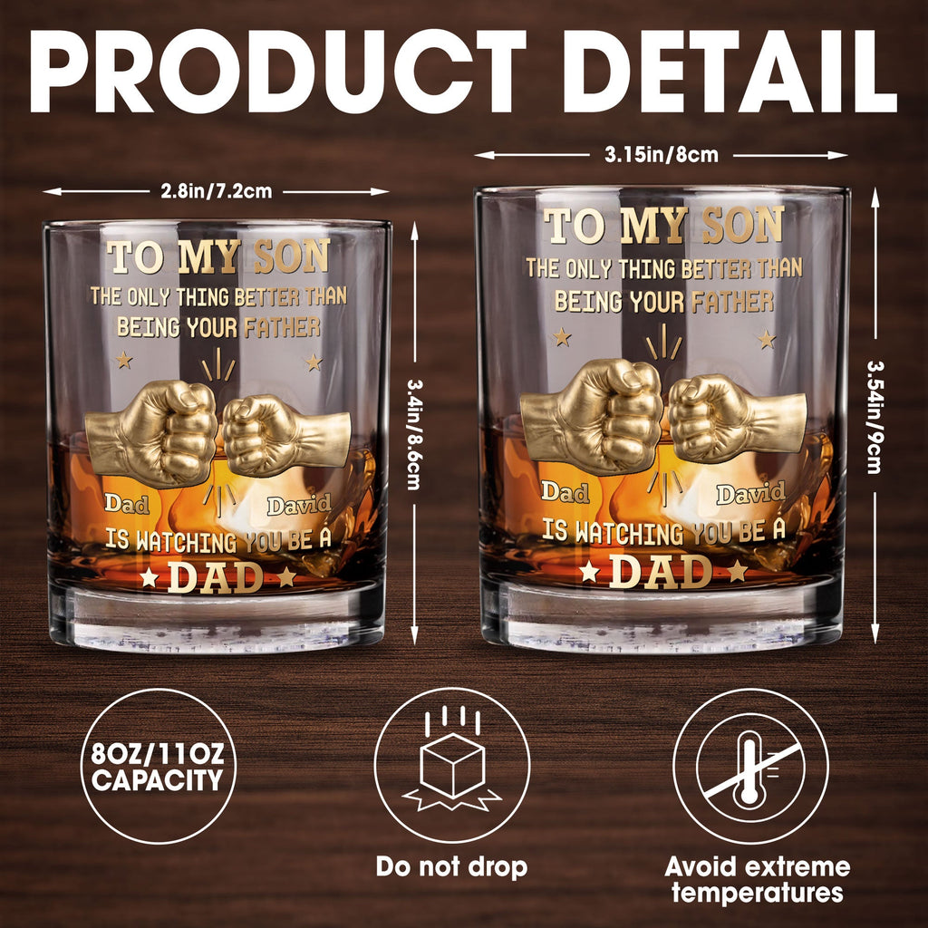 Personalized Custom Whiskey Glass Fist Bump Gift for Son Whiskey Glass GradoCreations