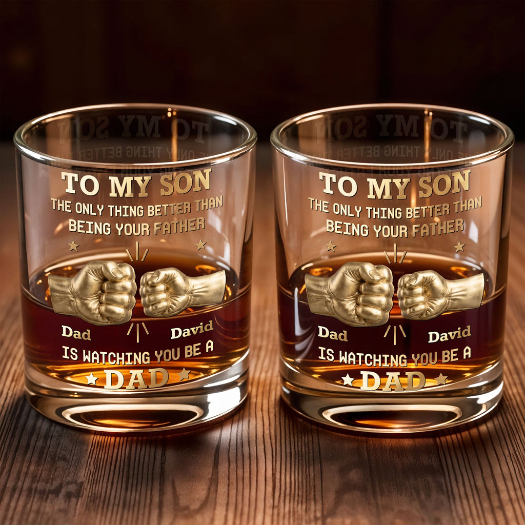 Personalized Custom Whiskey Glass Fist Bump Gift for Son Whiskey Glass GradoCreations