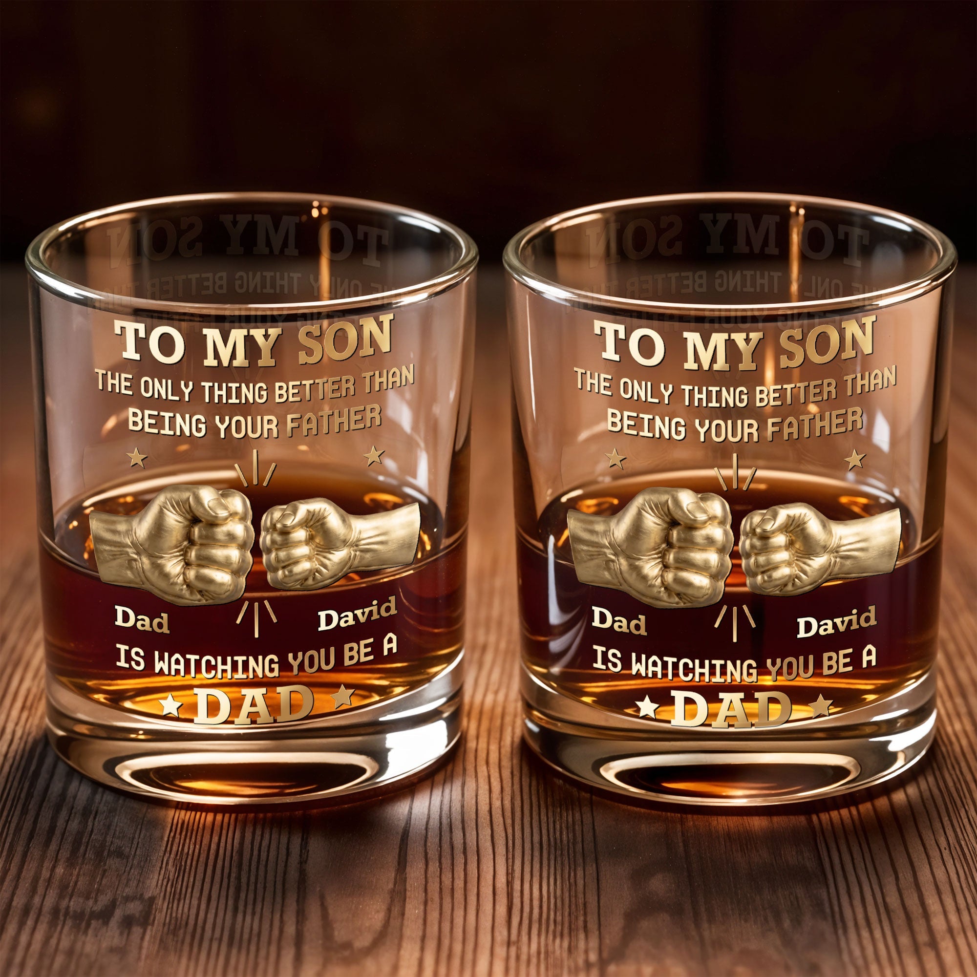 Personalized Custom Whiskey Glass Fist Bump Gift for Son Whiskey Glass GradoCreations