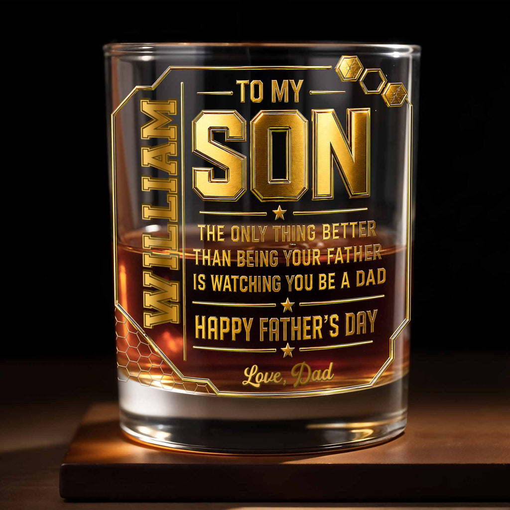 Personalized Whiskey Glass Custom Name Gift for Dad Whiskey Glass GradoCreations