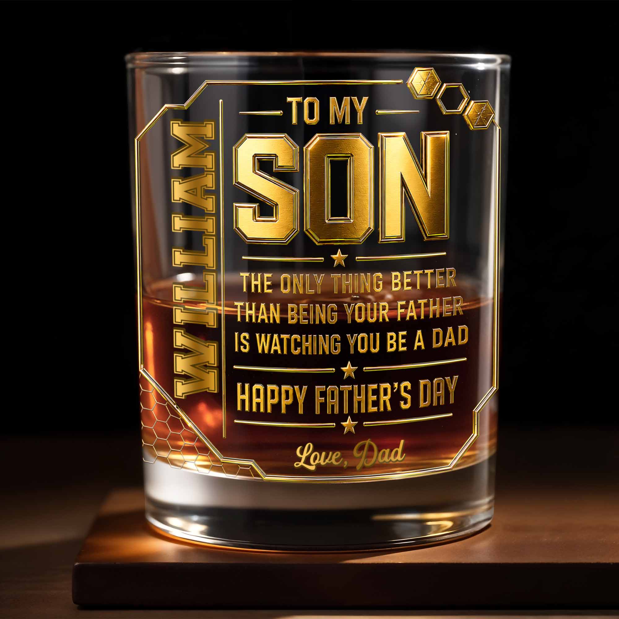Personalized Whiskey Glass Custom Name Gift for Dad Whiskey Glass GradoCreations
