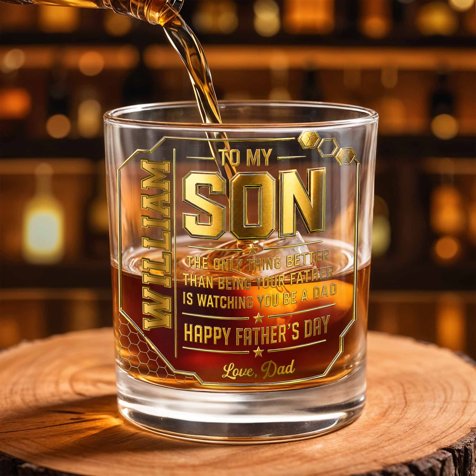 Personalized Whiskey Glass Custom Name Gift for Dad Whiskey Glass GradoCreations