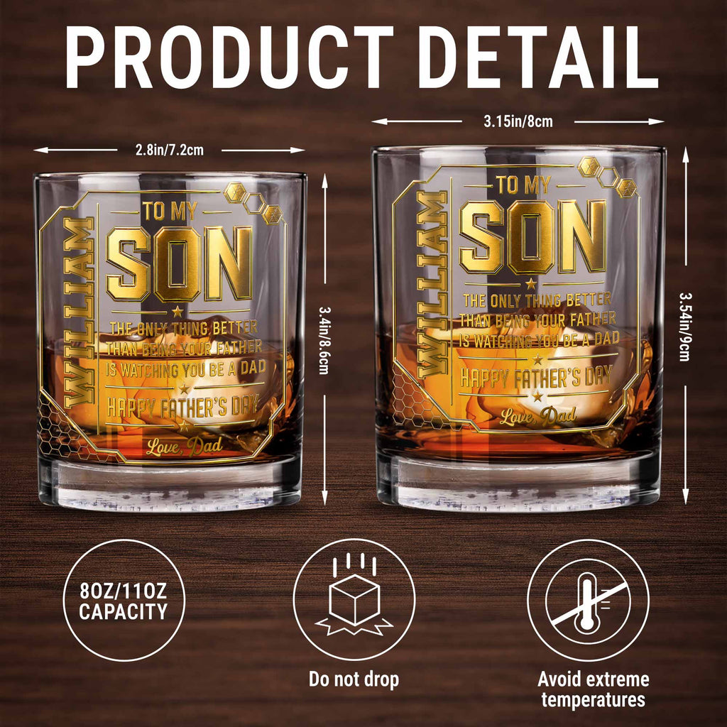 Personalized Whiskey Glass Custom Name Gift for Dad Whiskey Glass GradoCreations