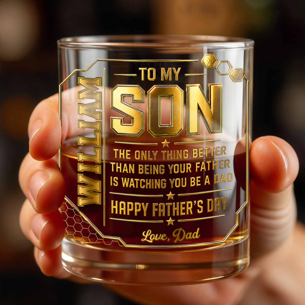 Personalized Whiskey Glass Custom Name Gift for Dad Whiskey Glass GradoCreations