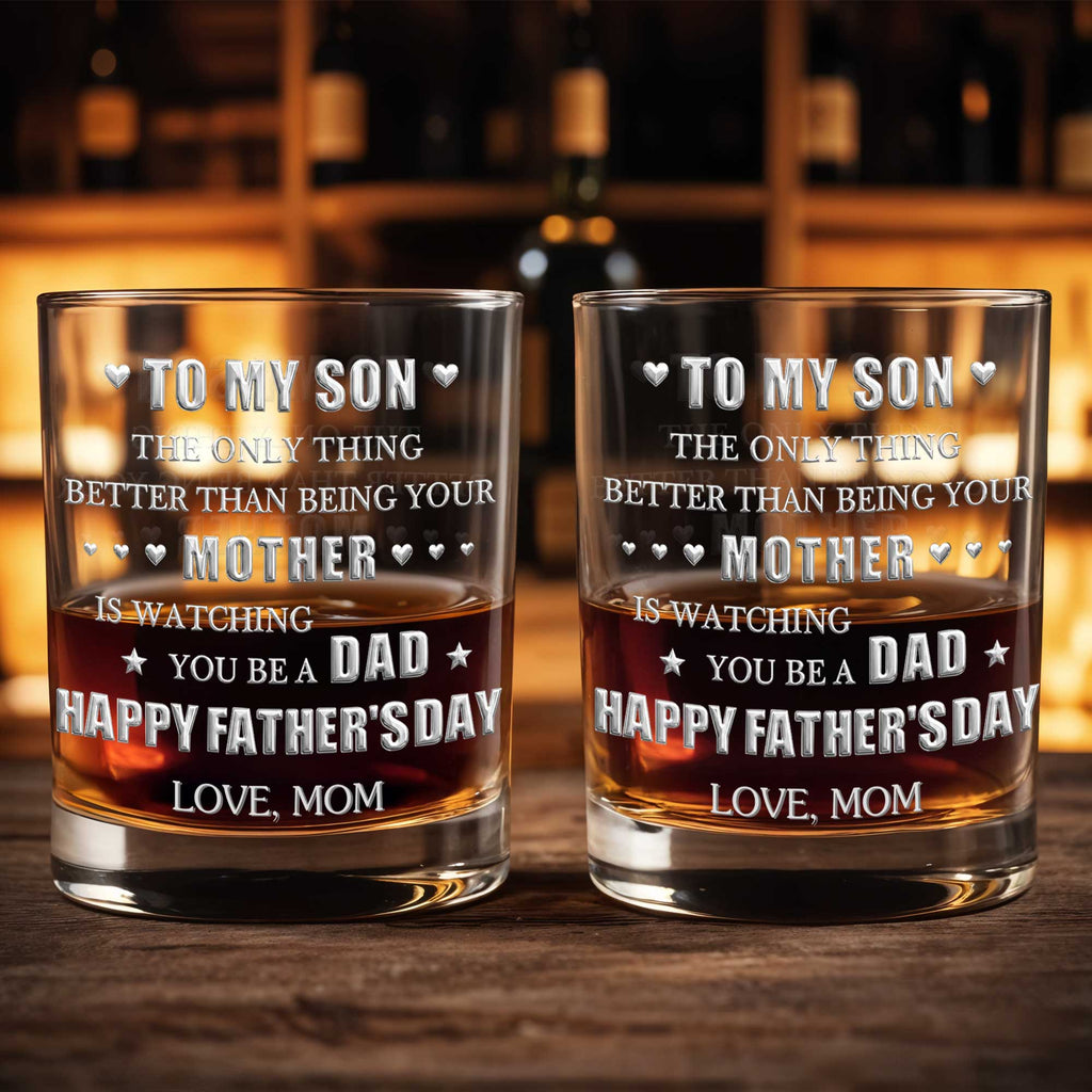 Personalized Custom Whiskey Glass Gift for Son with Hearts Whiskey Glass GradoCreations