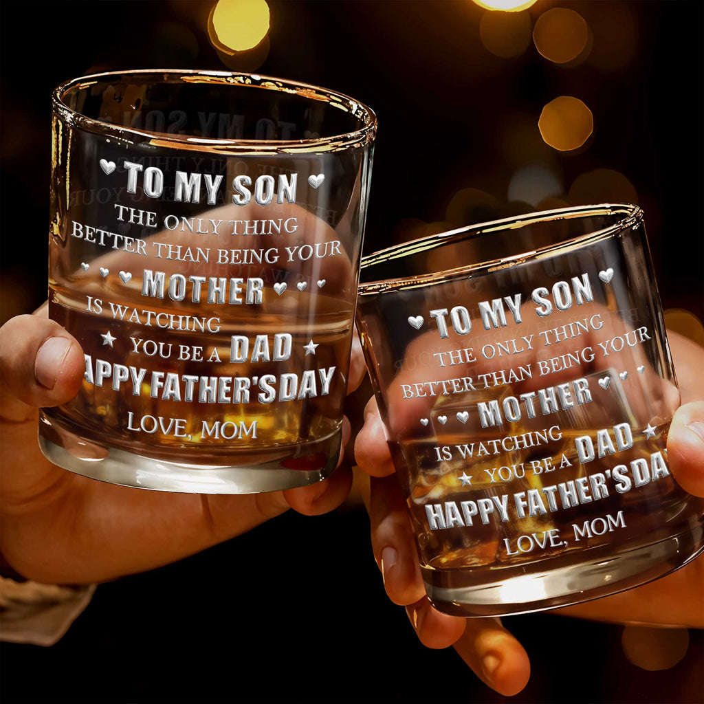 Personalized Custom Whiskey Glass Gift for Son with Hearts Whiskey Glass GradoCreations