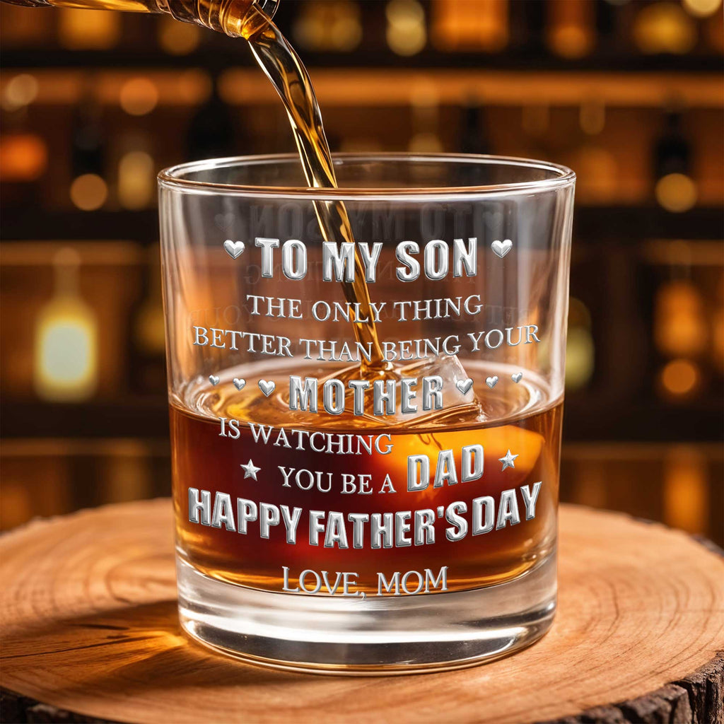 Personalized Custom Whiskey Glass Gift for Son with Hearts Whiskey Glass GradoCreations