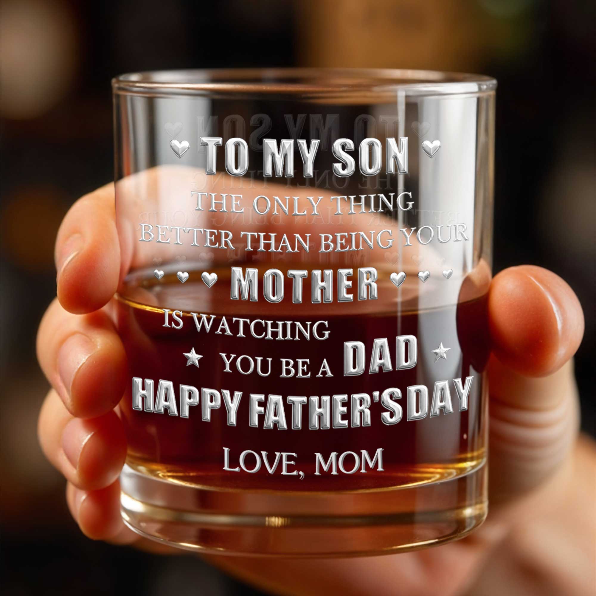 Personalized Custom Whiskey Glass Gift for Son with Hearts Whiskey Glass GradoCreations
