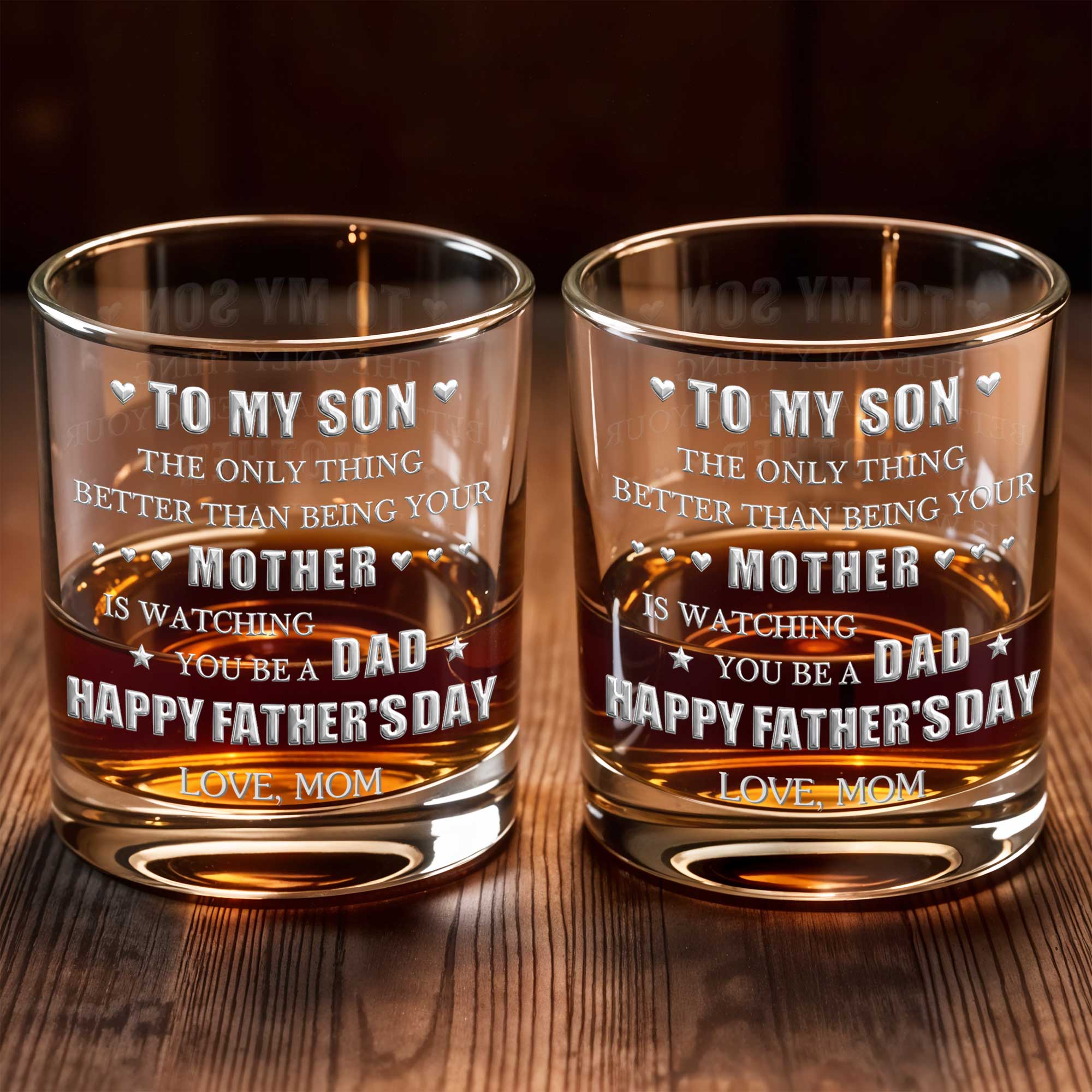 Personalized Custom Whiskey Glass Gift for Son with Hearts Whiskey Glass GradoCreations
