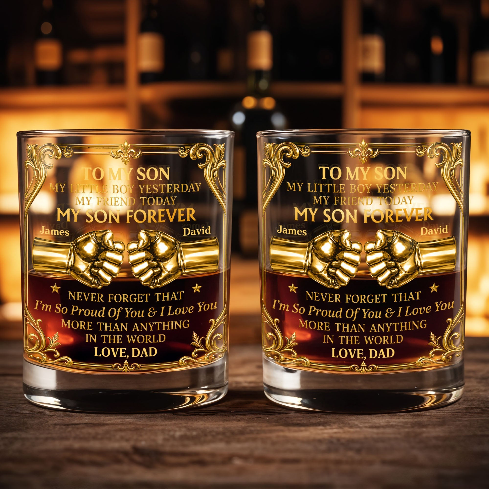 Personalized Custom Whiskey Glass Fist Bump Gift for Son Whiskey Glass GradoCreations