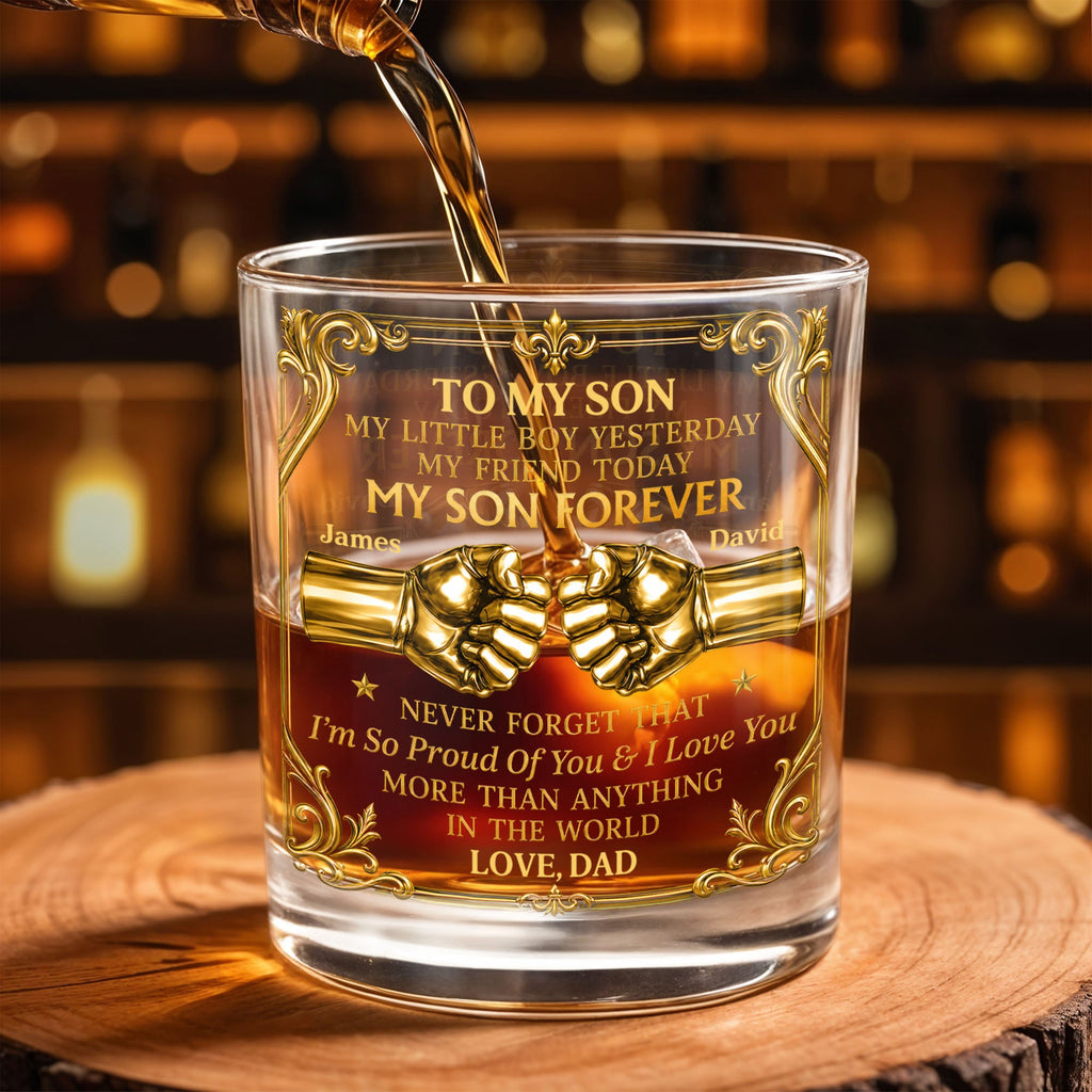 Personalized Custom Whiskey Glass Fist Bump Gift for Son Whiskey Glass GradoCreations