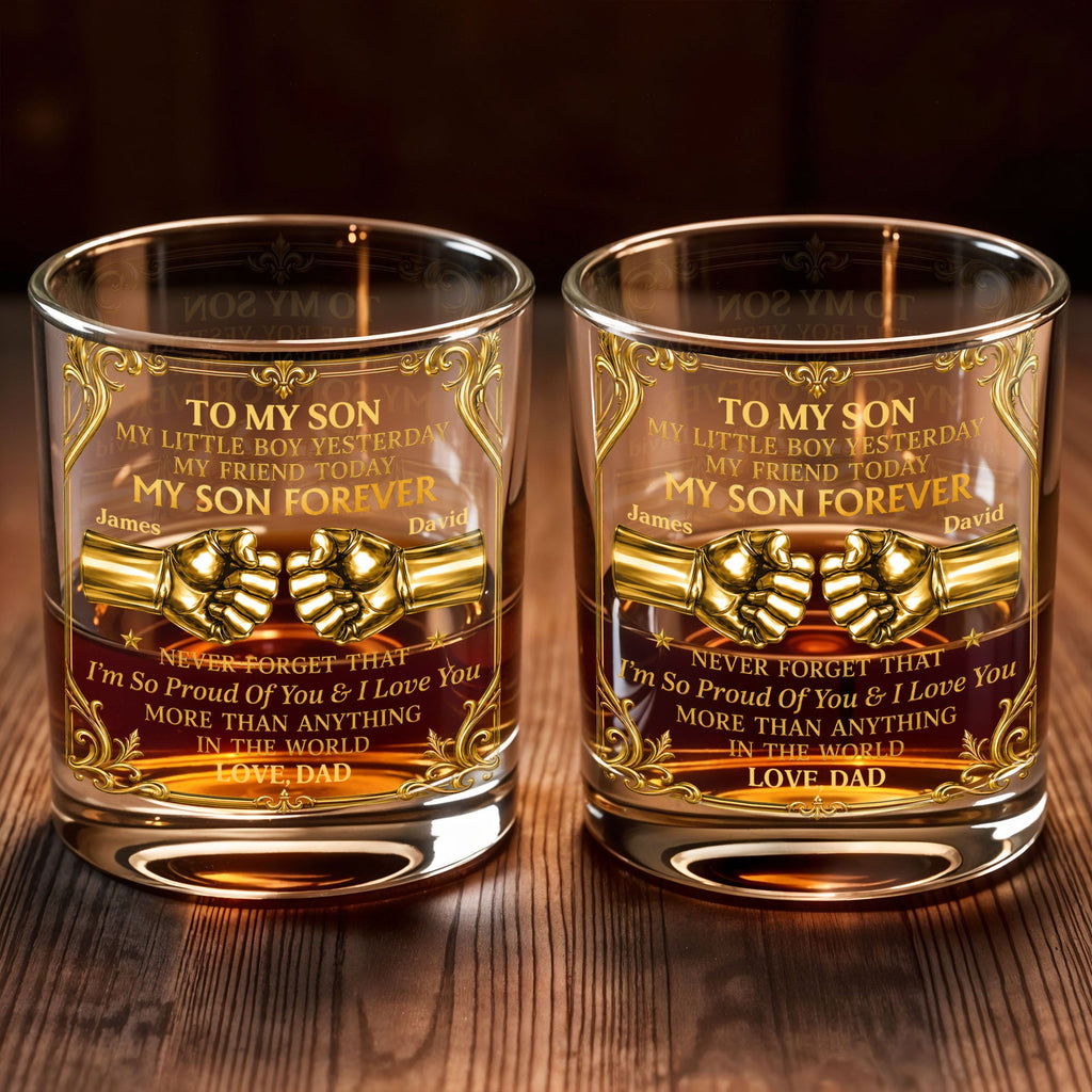Personalized Custom Whiskey Glass Fist Bump Gift for Son Whiskey Glass GradoCreations