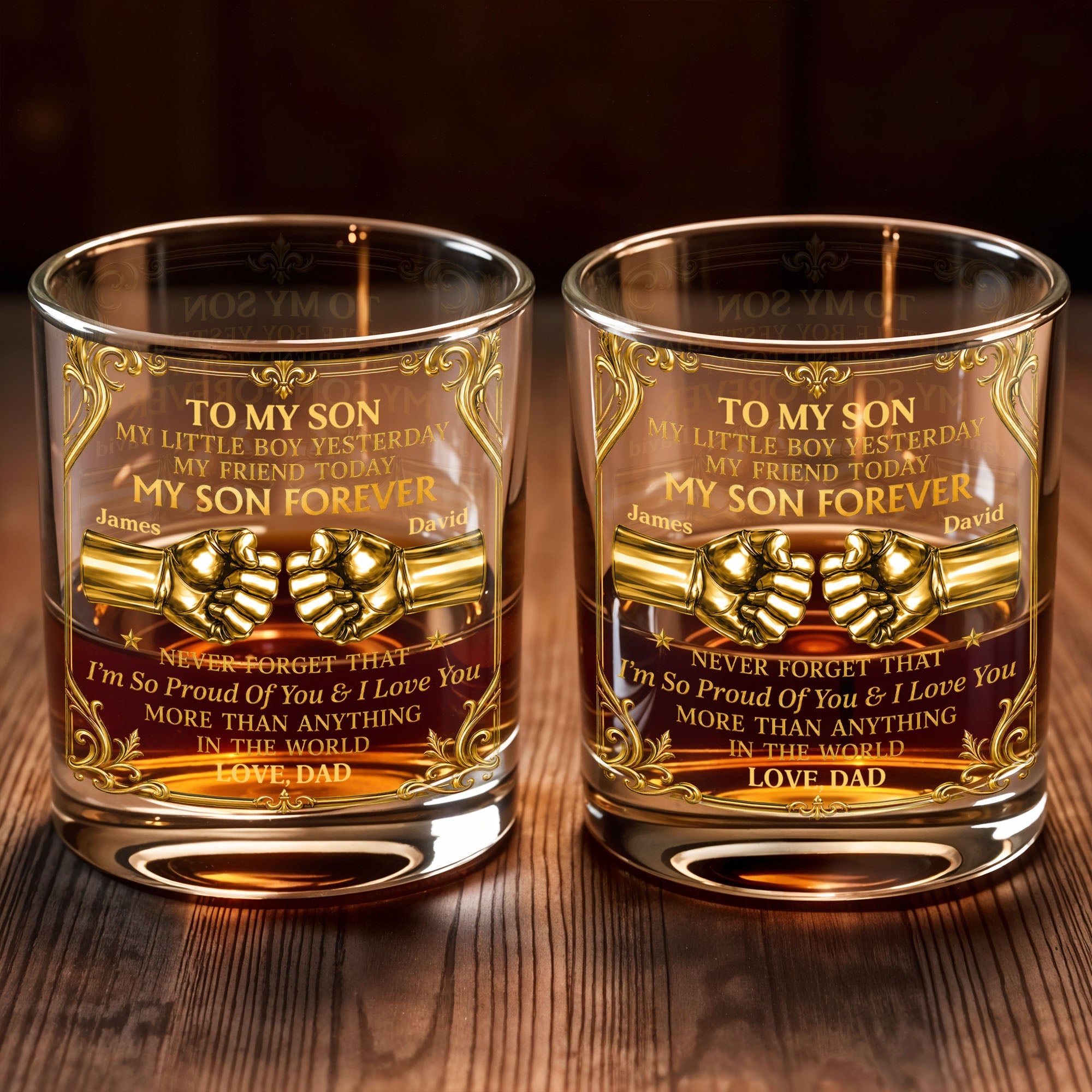 Personalized Custom Whiskey Glass Fist Bump Gift for Son Whiskey Glass GradoCreations