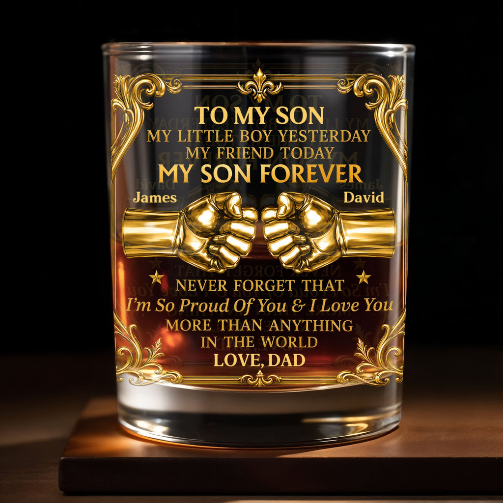 Personalized Custom Whiskey Glass Fist Bump Gift for Son Whiskey Glass GradoCreations