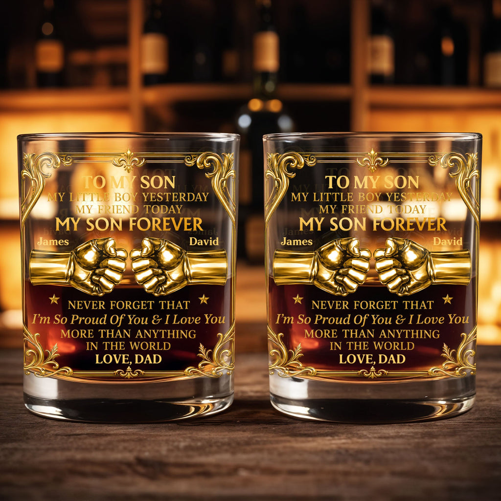 Personalized Custom Whiskey Glass Fist Bump Gift for Son Whiskey Glass GradoCreations