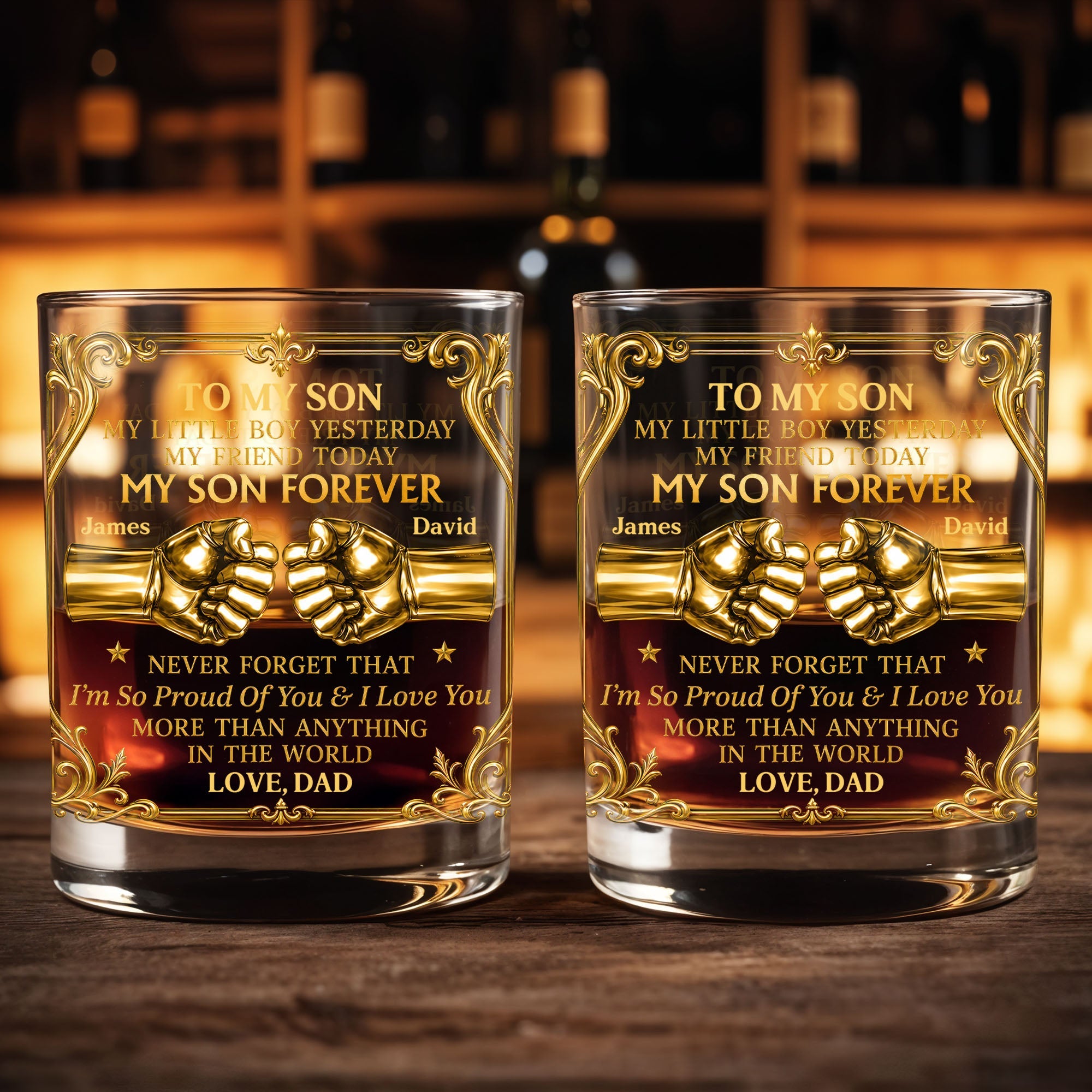 Personalized Custom Whiskey Glass Fist Bump Gift for Son Whiskey Glass GradoCreations