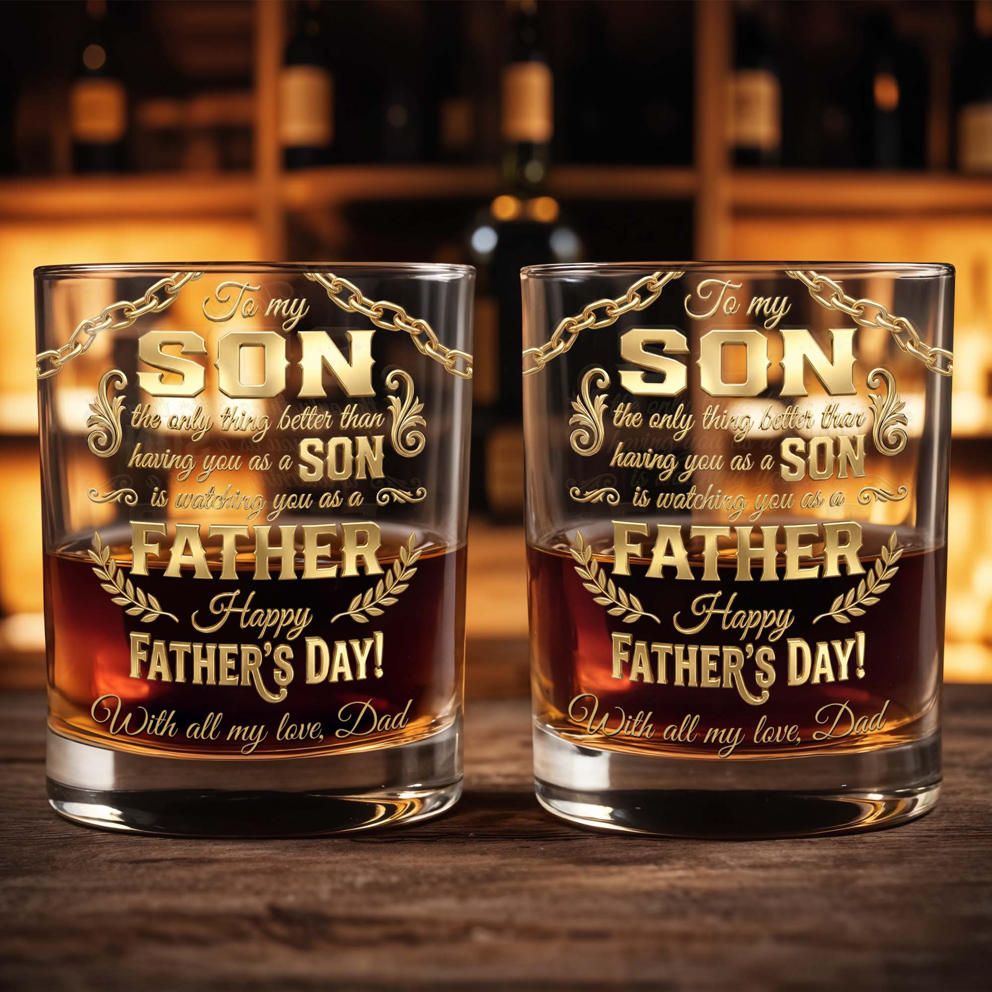 Personalized Custom Whiskey Glass Gift for Son | Dad & Family Whiskey Glass GradoCreations