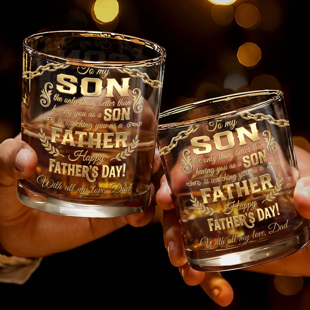 Personalized Custom Whiskey Glass Gift for Son | Dad & Family Whiskey Glass GradoCreations